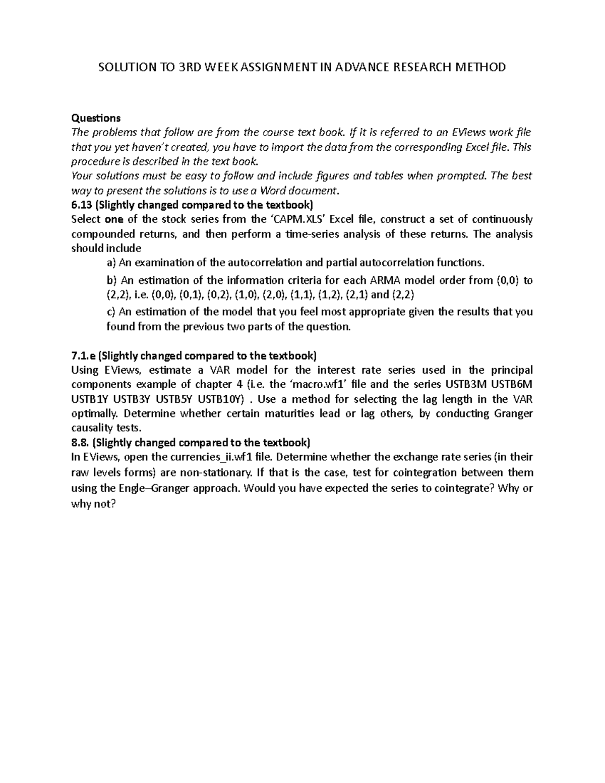 Solution to assignment 3rd week - SOLUTION TO 3RD WEEK ASSIGNMENT IN ...