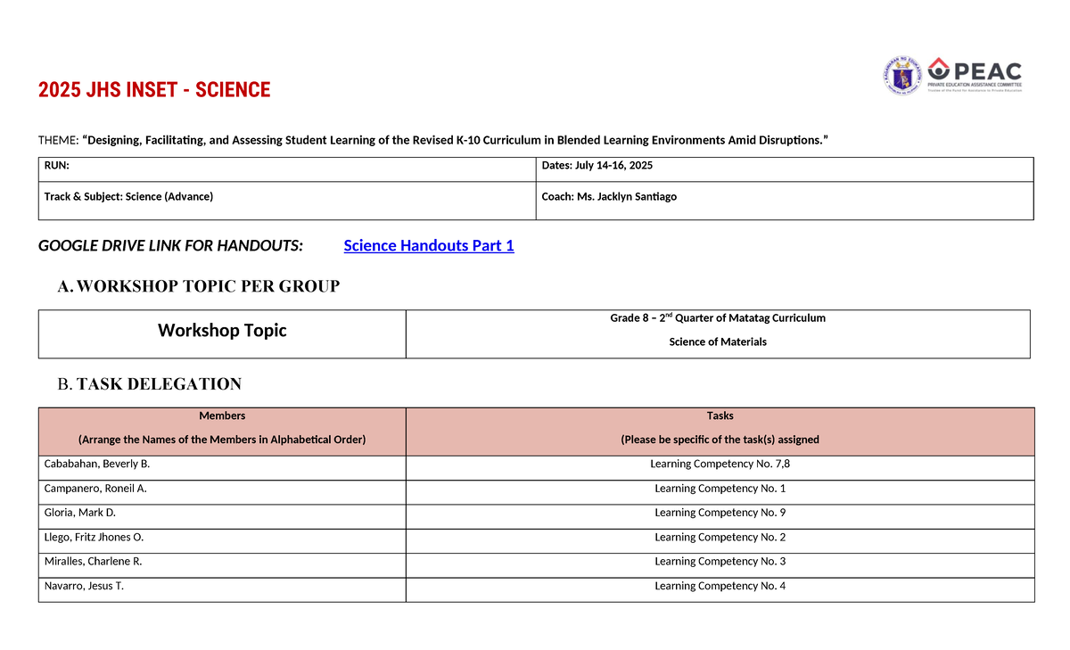 2025 JHS Final INSET Science Workshop: Student Learning in Blended ...