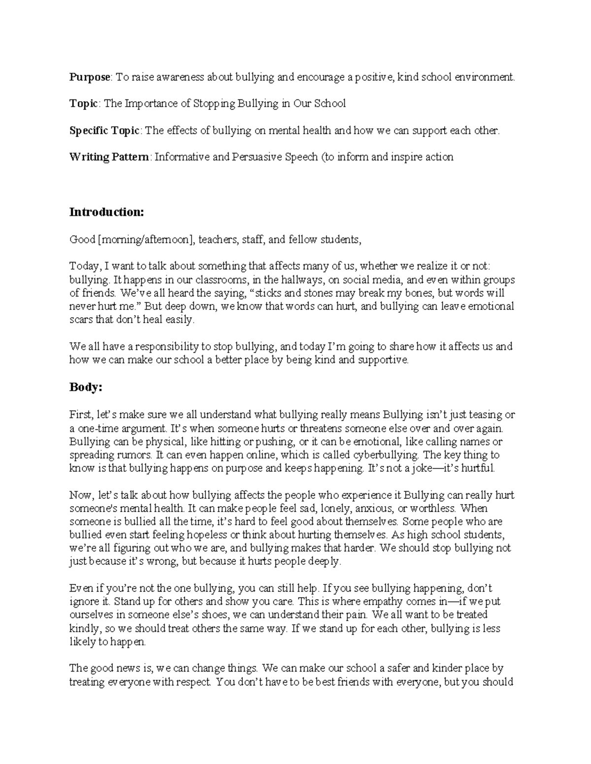 Raising Awareness: The Impact of Bullying on Mental Health - Studocu