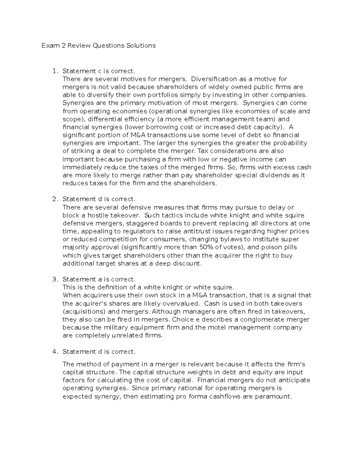 Exam 2 Review Questions Solutions - Exam 2 Review Questions Solutions 1 ...