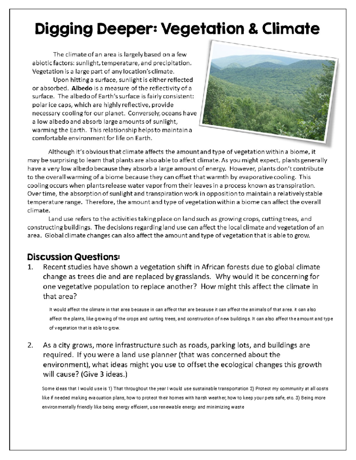 Kami Export - Digging Deeper: Vegetation & Climate Study Guide - Studocu