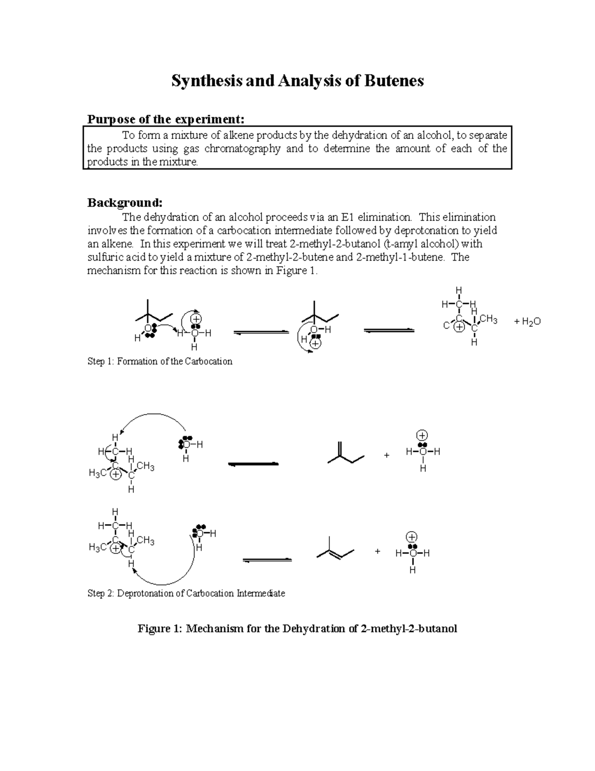 Butenes from butanol rev Fall 2018 - Synthesis and Analysis of Butenes ...