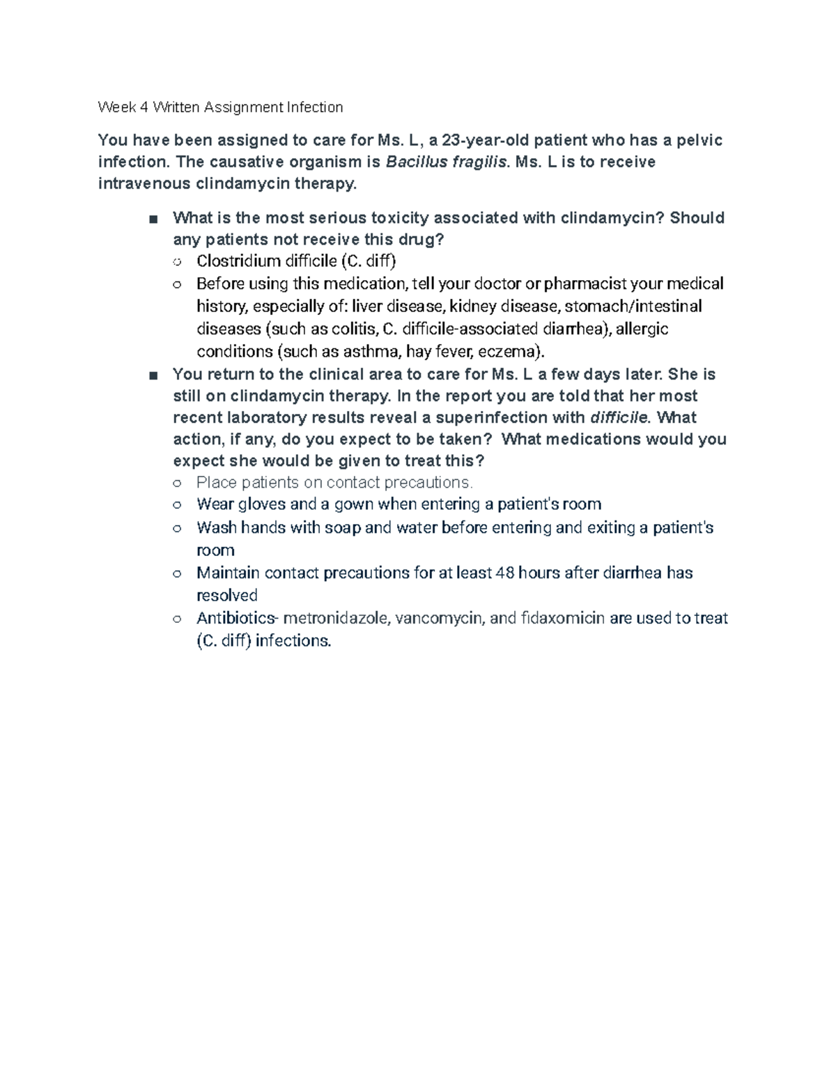 Week 4 Written Assignment Infection - Week 4 Written Assignment ...