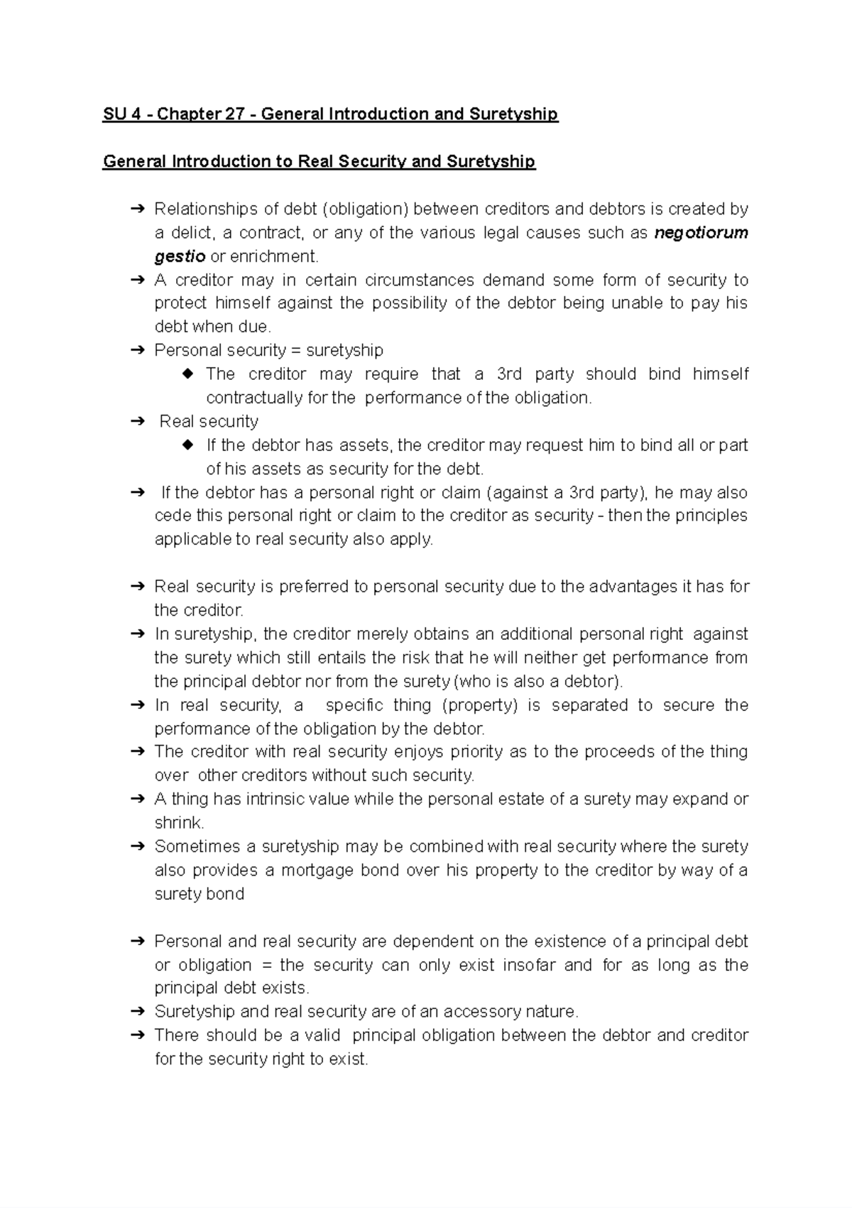 SU4 - Chapter 27: Overview of Real Security & Suretyship Concepts - Studocu