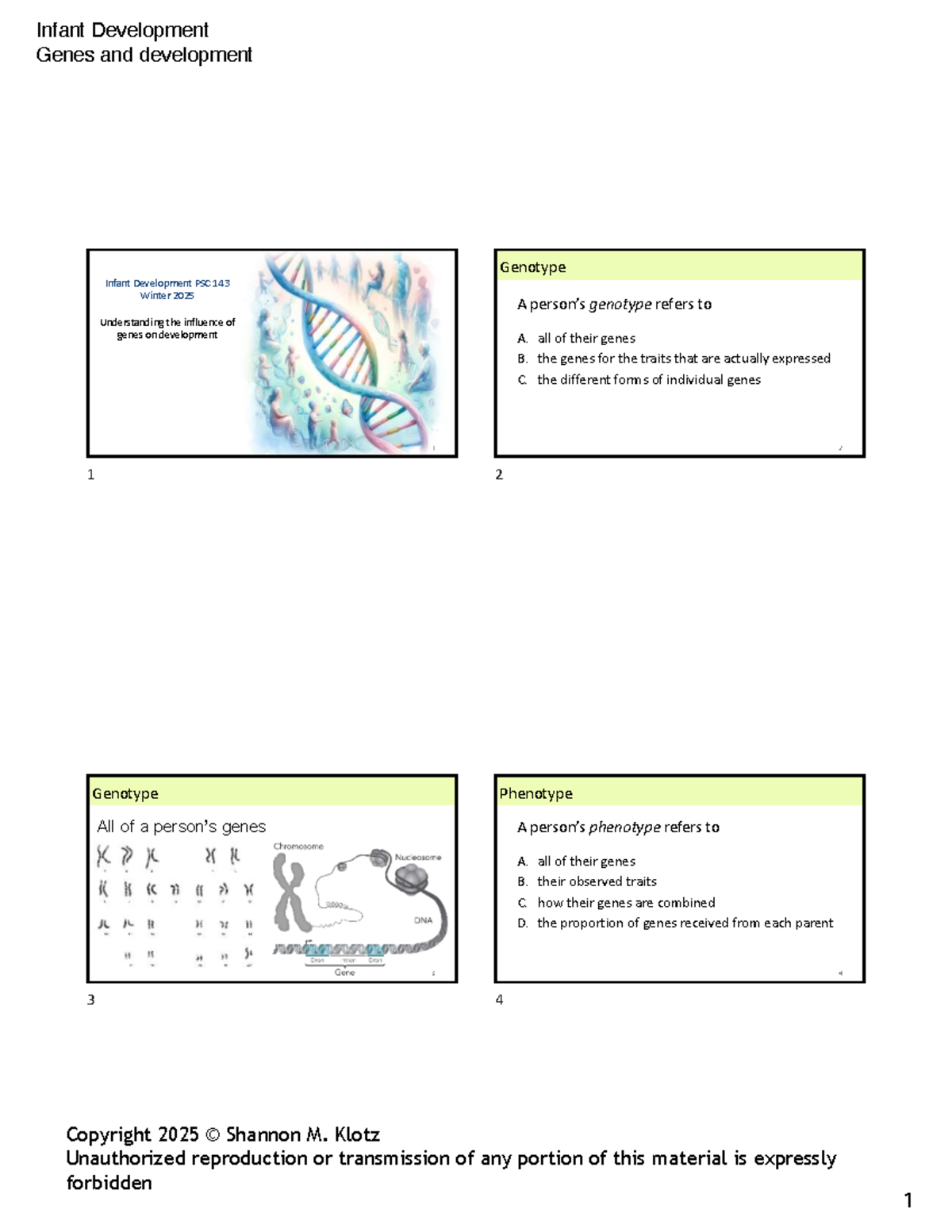 Understanding Genes and Development: Insights from Infant Studies PSC ...