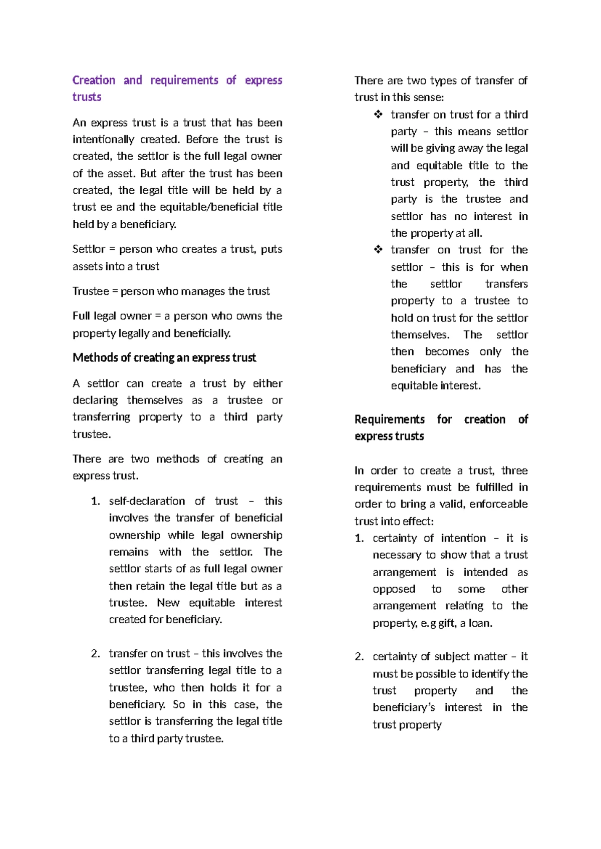 Trusts: An Introduction to Key Concepts and Features - Studocu