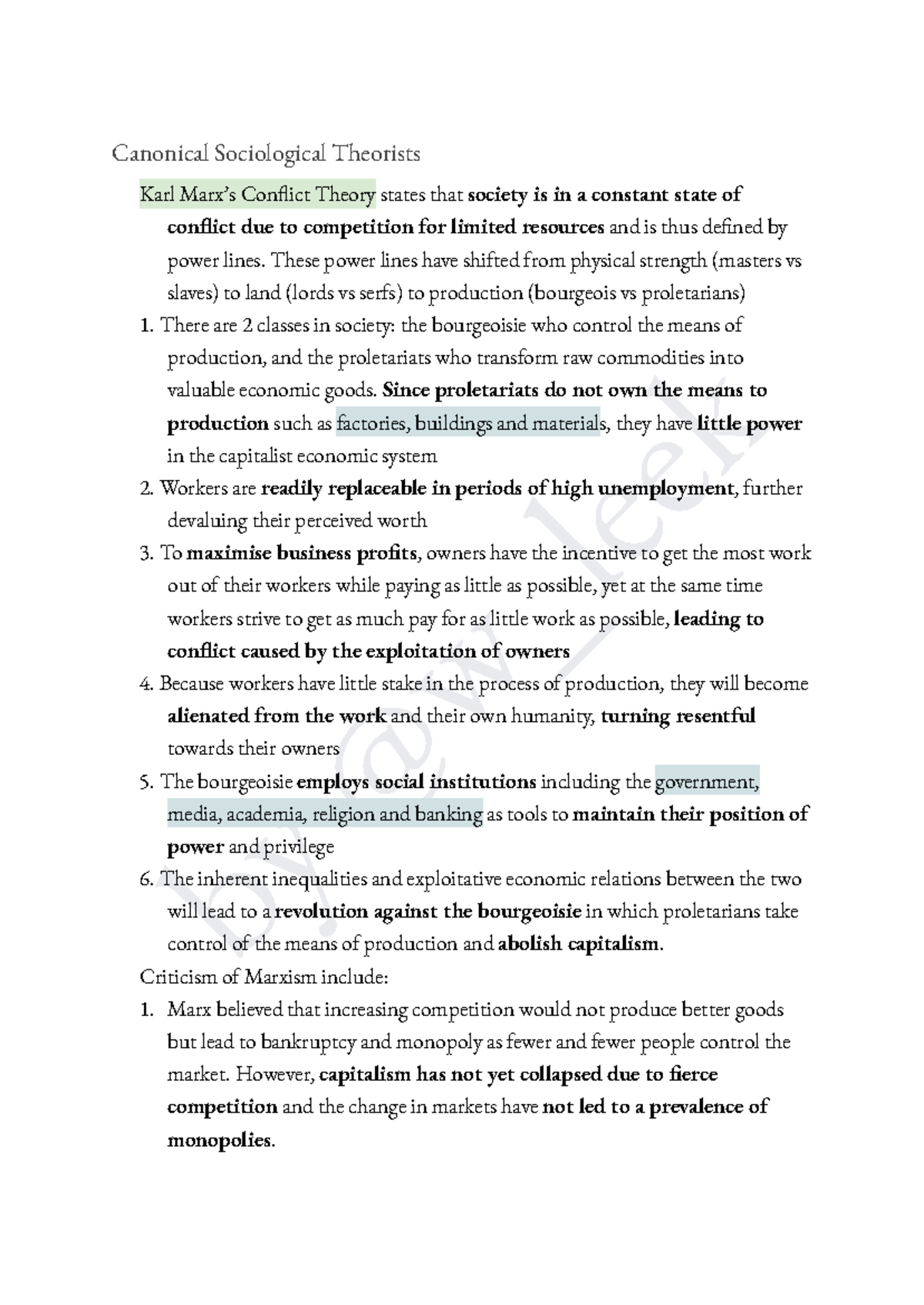 SC1101E Sociological Theorists: Key Concepts and Theories Notes - Studocu