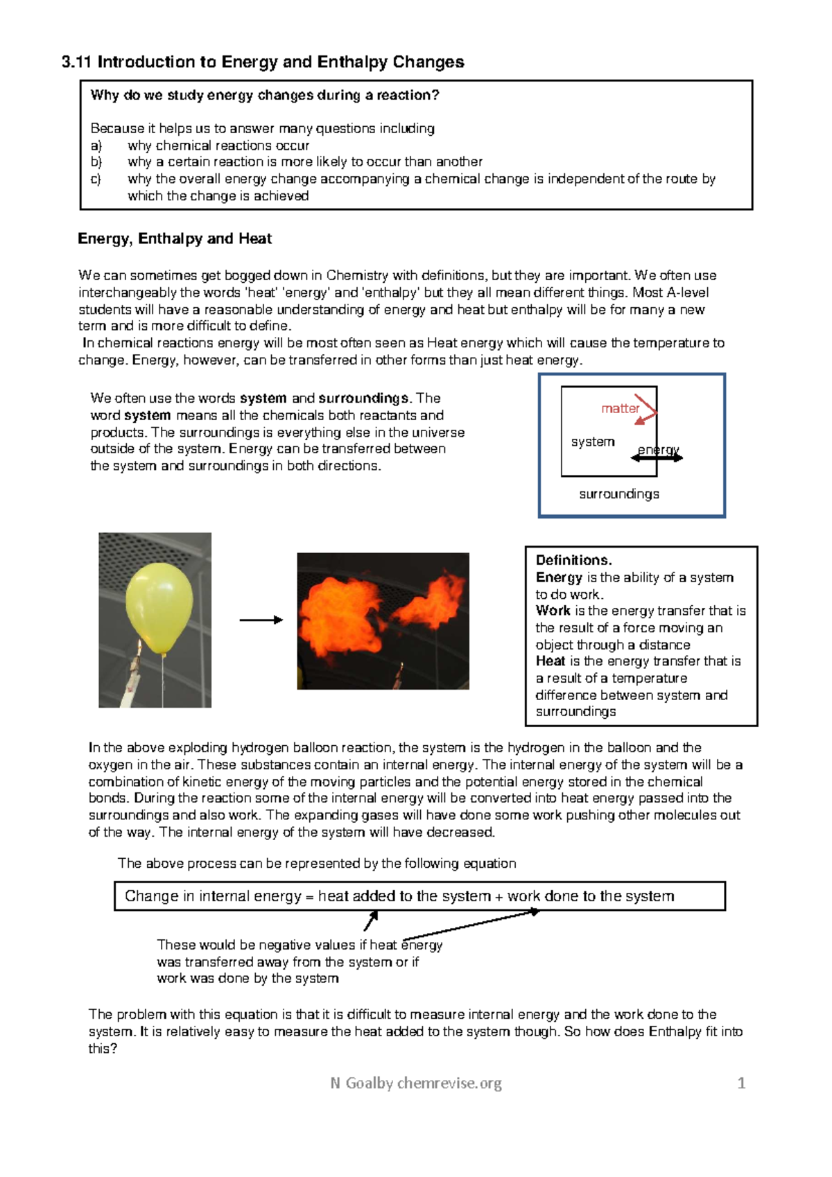 3.11 Enthalpy Change: Understanding Energy in Chemical Reactions - Studocu