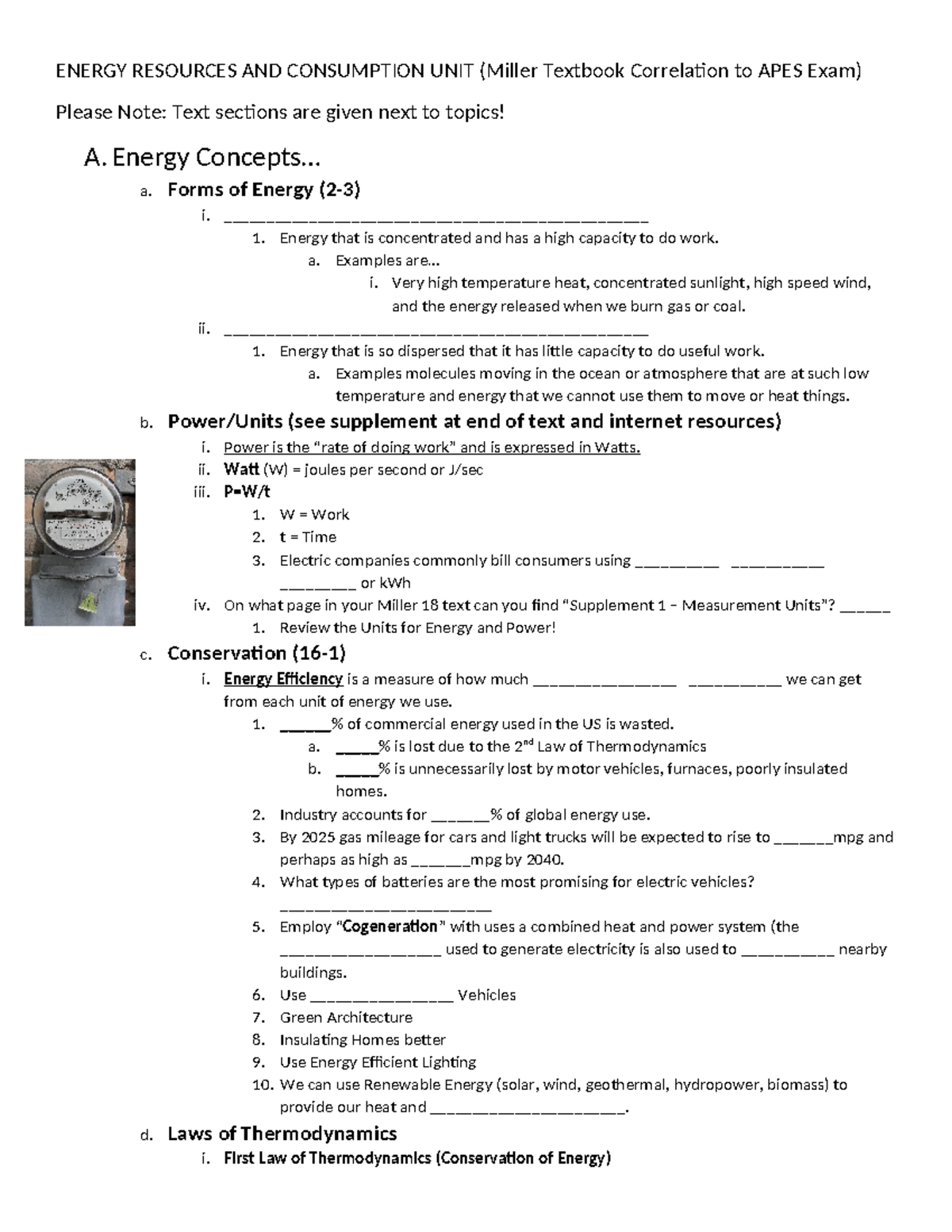 Energy Resources and Consumption Unit (APES Exam Prep) - Studocu