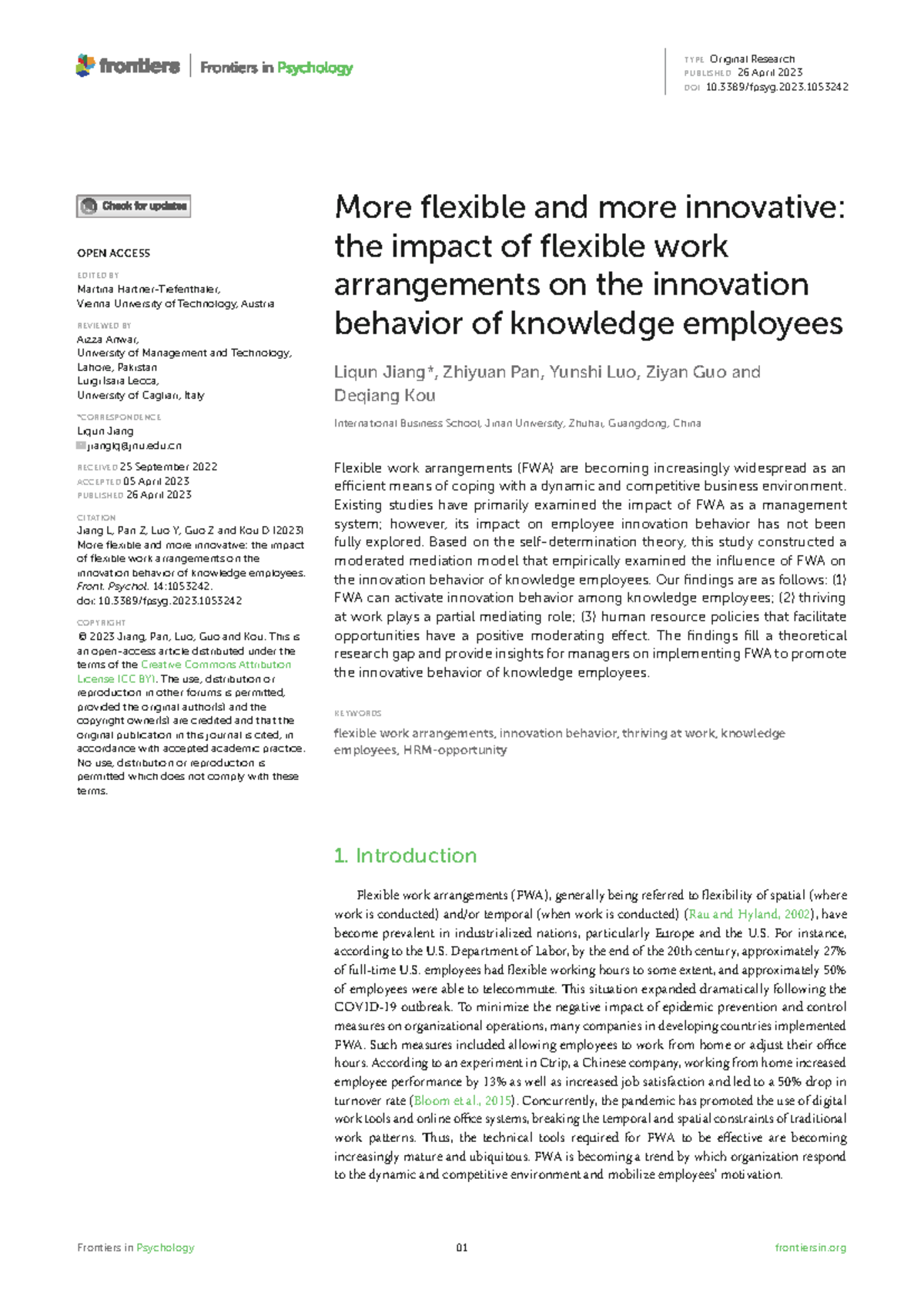 FPSY 14: The Impact of Flexible Work Arrangements on Innovation ...