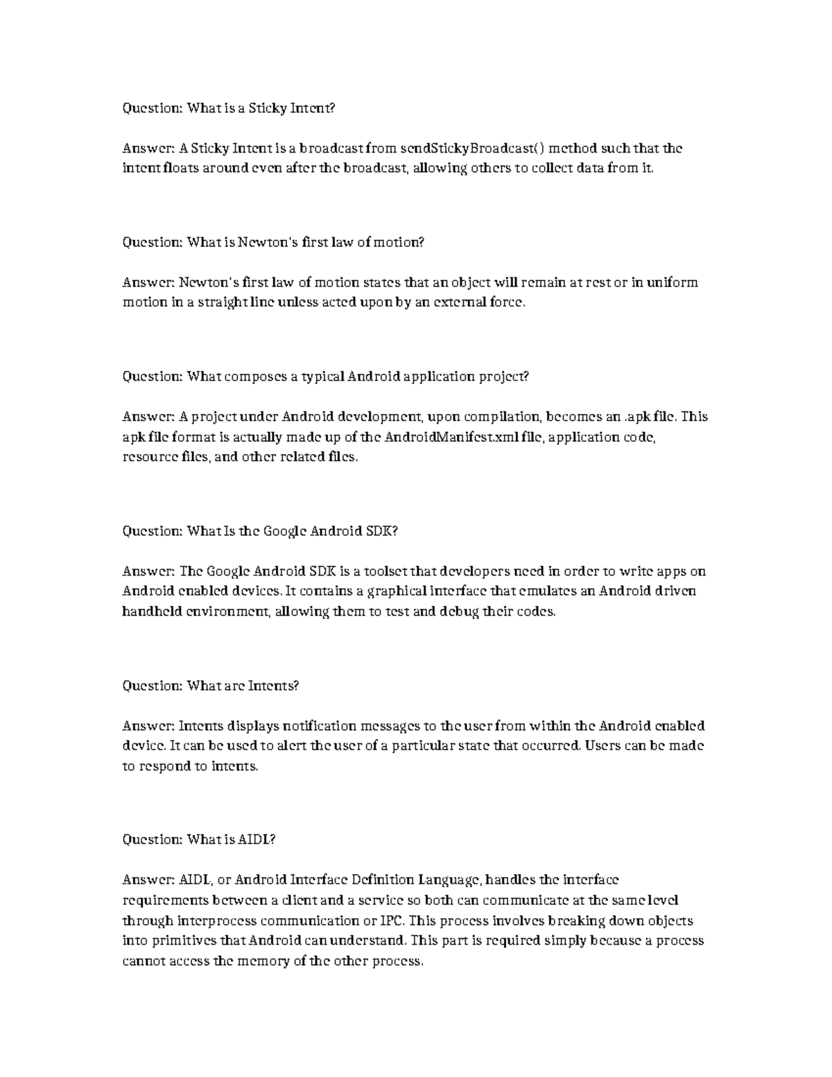 Northwestern Lecture Notes: Android Development Concepts U1JX0 - Studocu