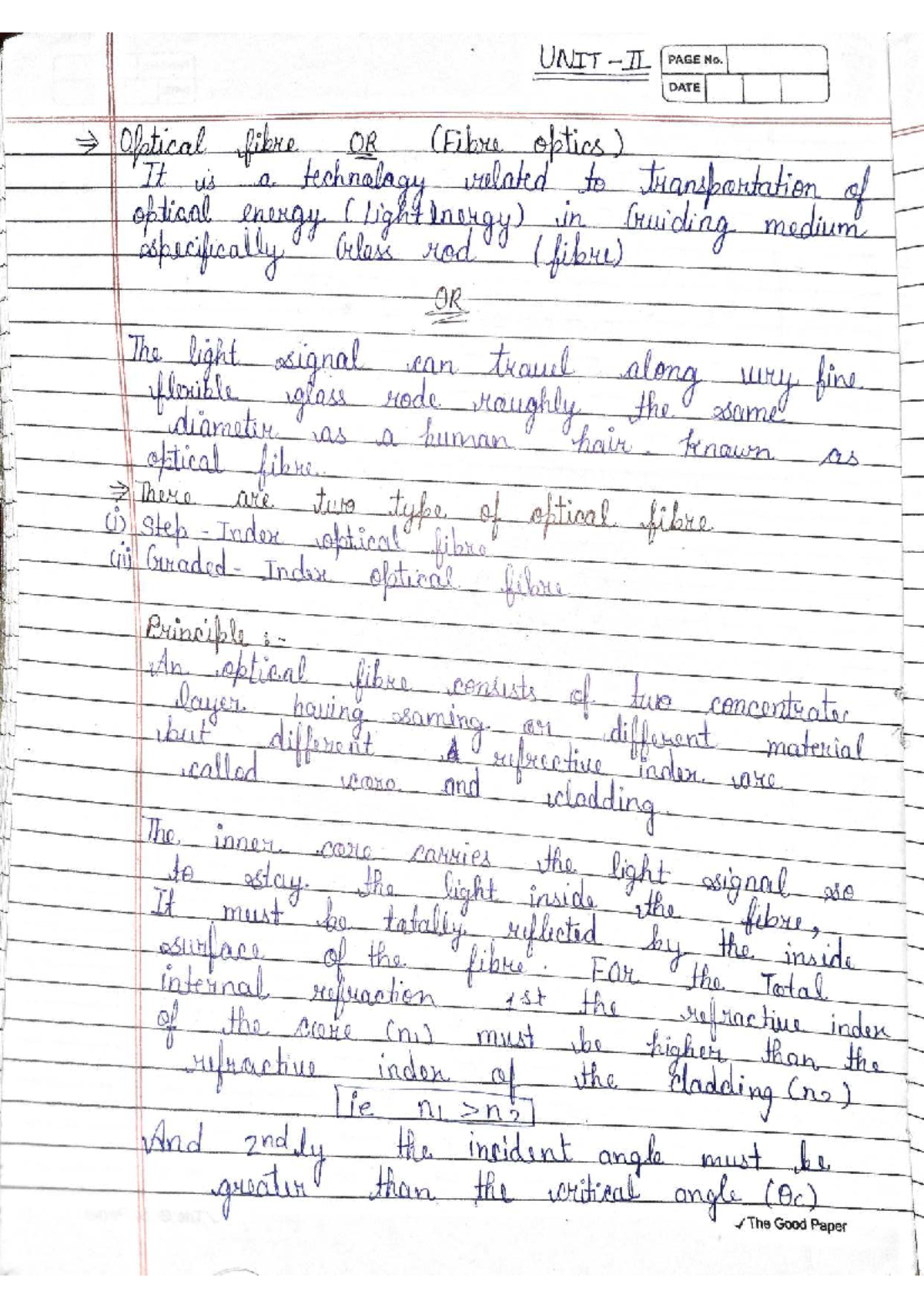 Optical Fibre Technology: Lecture Notes on Fibre Optics Principles ...