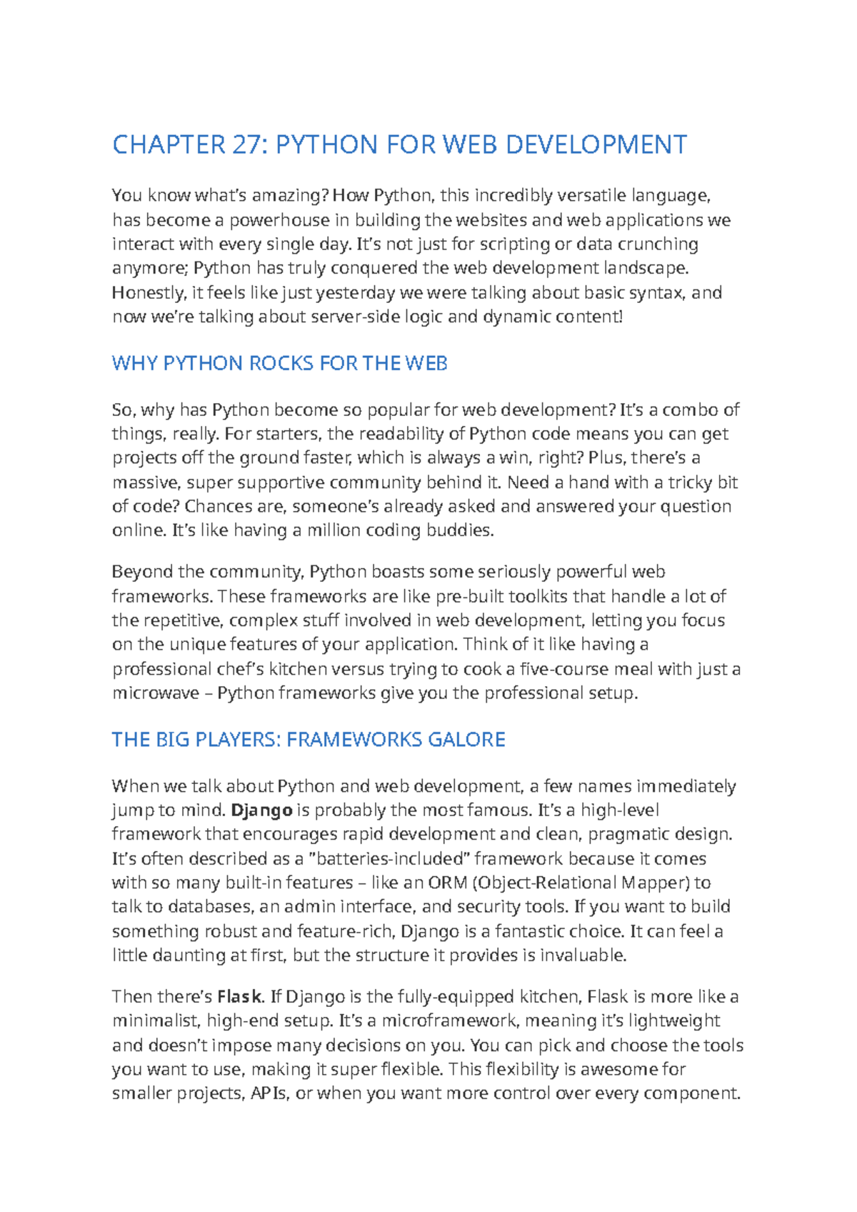 CHAPTER 27: PYTHON FOR WEB DEV - WEB DEV BASICS - Studocu
