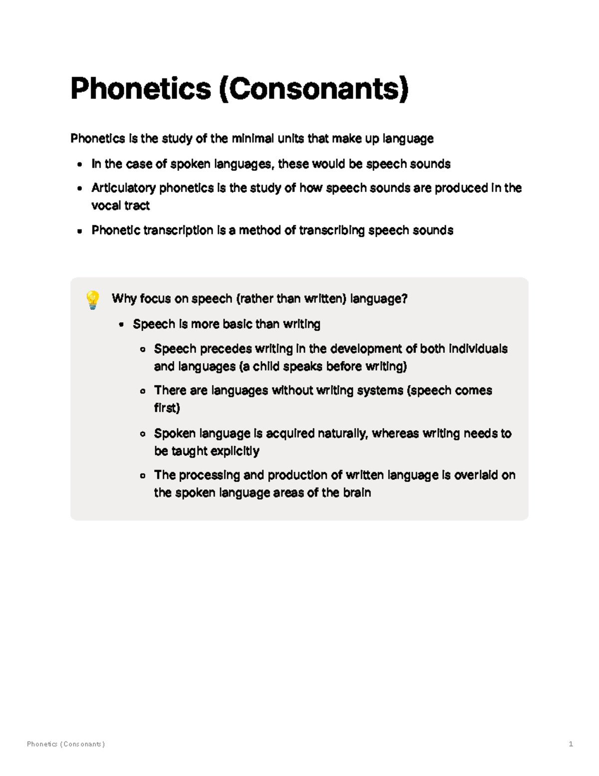 EL1101E Phonetics: Understanding Consonants and Their Production - Studocu