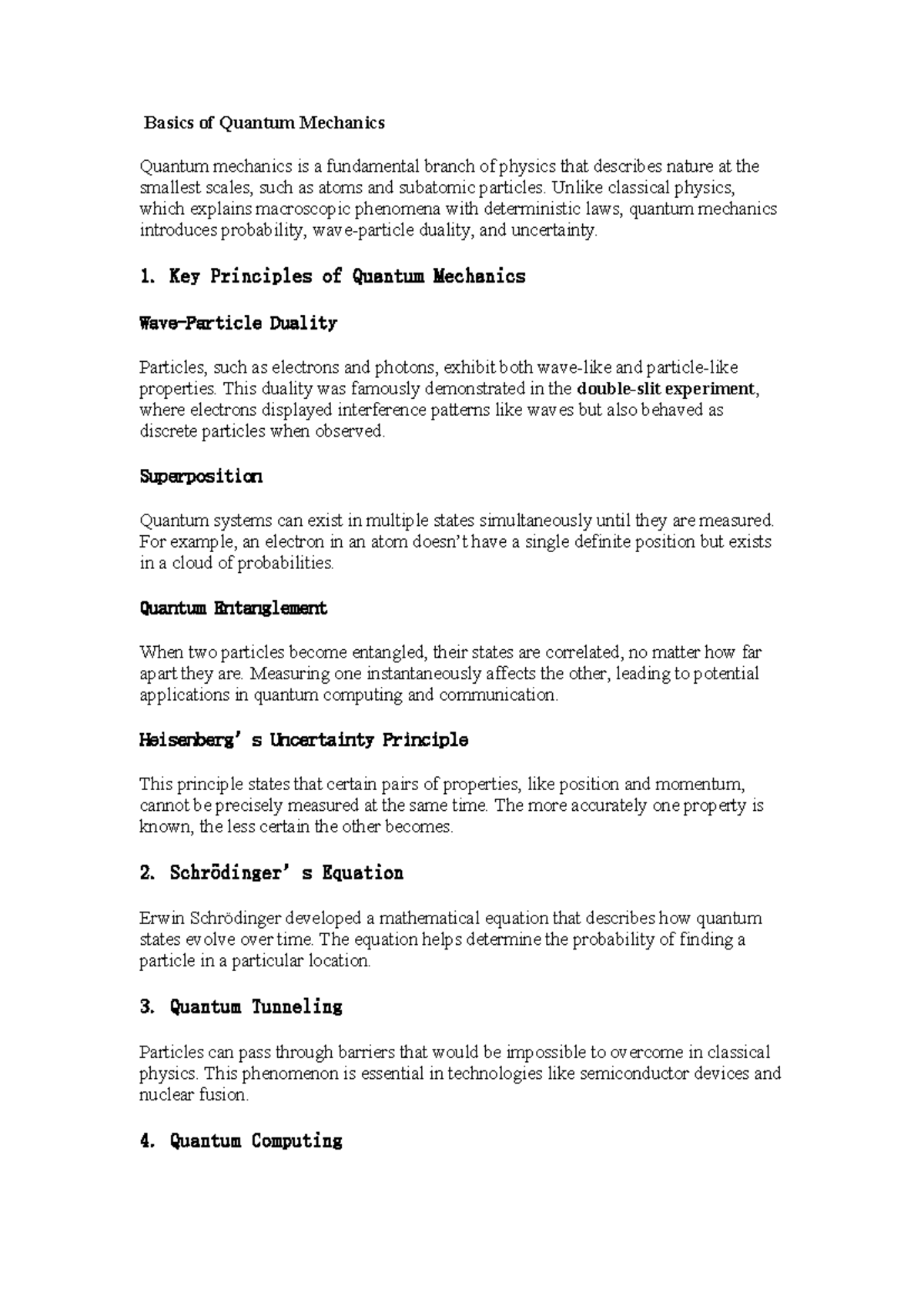 Quantum Mechanics Overview: Key Principles & Concepts - Studocu