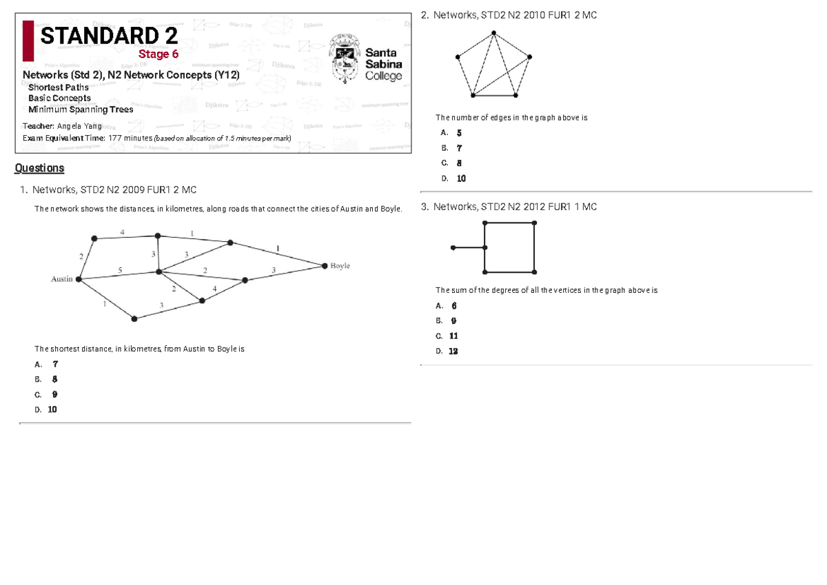 Networks, STD2 N2 Exam Review: Key Concepts & Problems - Studocu