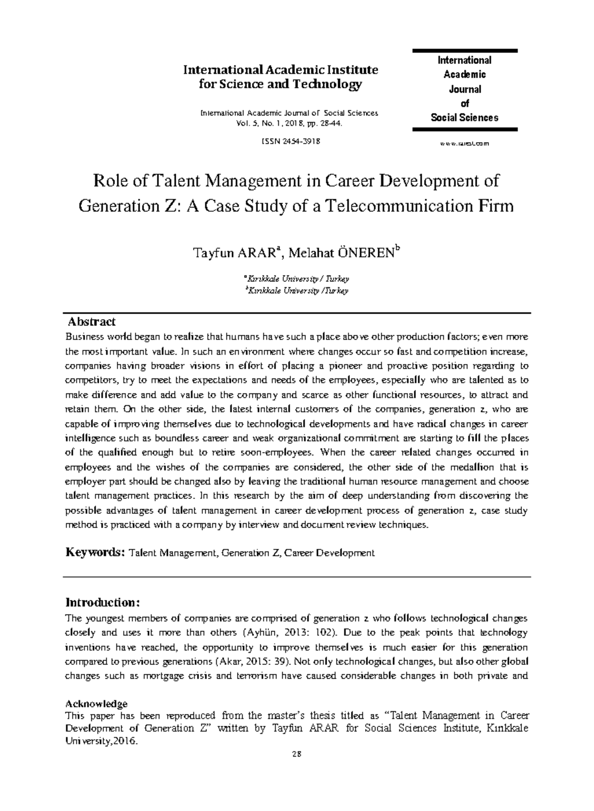 Role of Talent Management in Career Development of Gen Z: Case Study ...