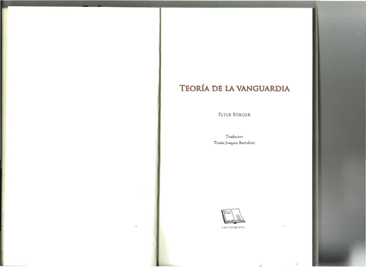 Teoría de la Vanguardia de Peter Burger - Resumen y Análisis - Studocu