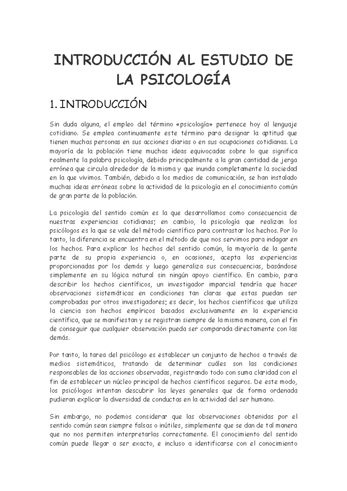 TEMA 01. Introducción AL Estudio DE LA Psicología - INTRODUCCIÓN AL ...