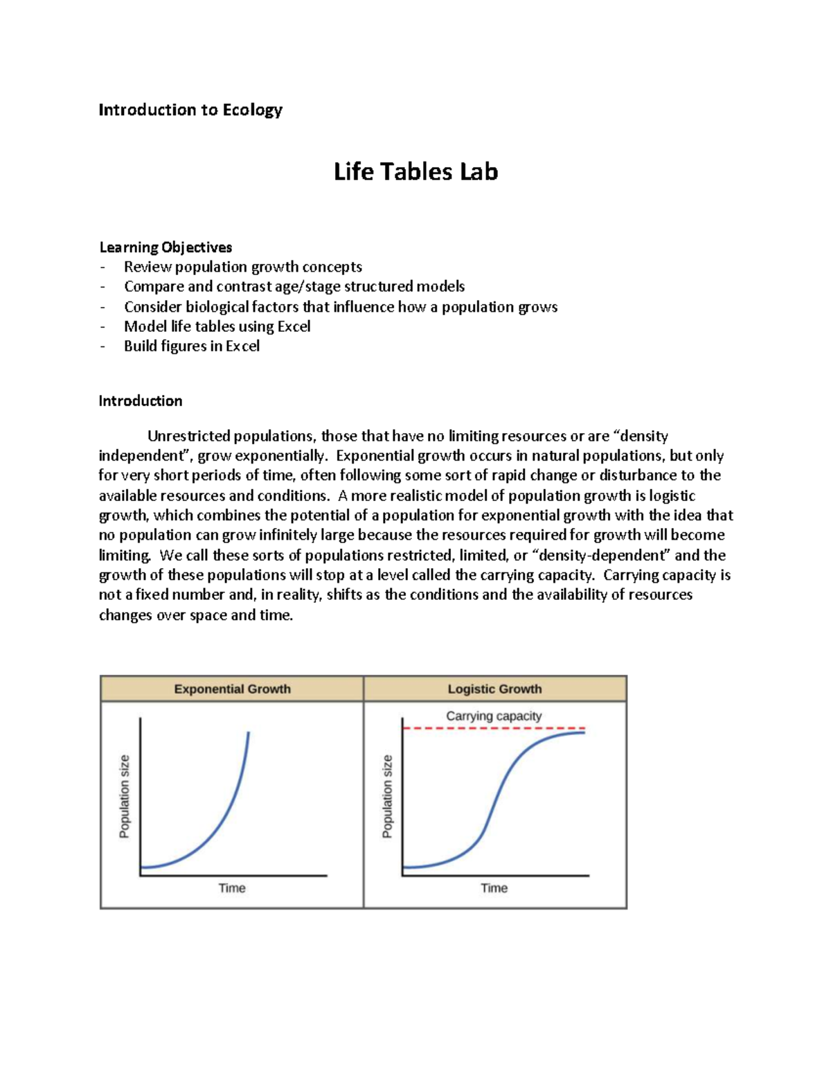 Life Tables Lab: Understanding Population Growth Models - Studocu