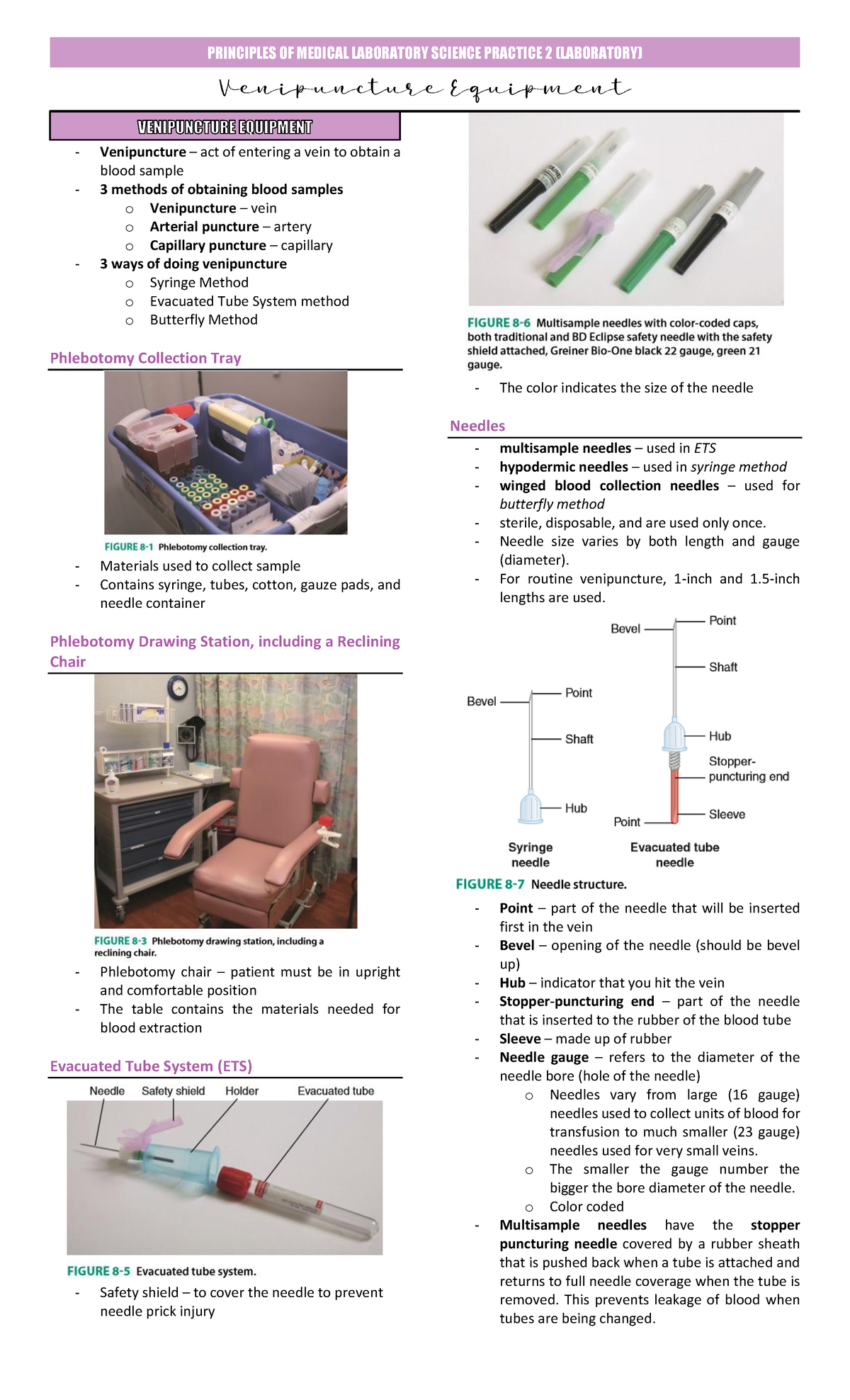Principles of Phlebotomy: Lecture Notes for PMLS 2 - Studocu