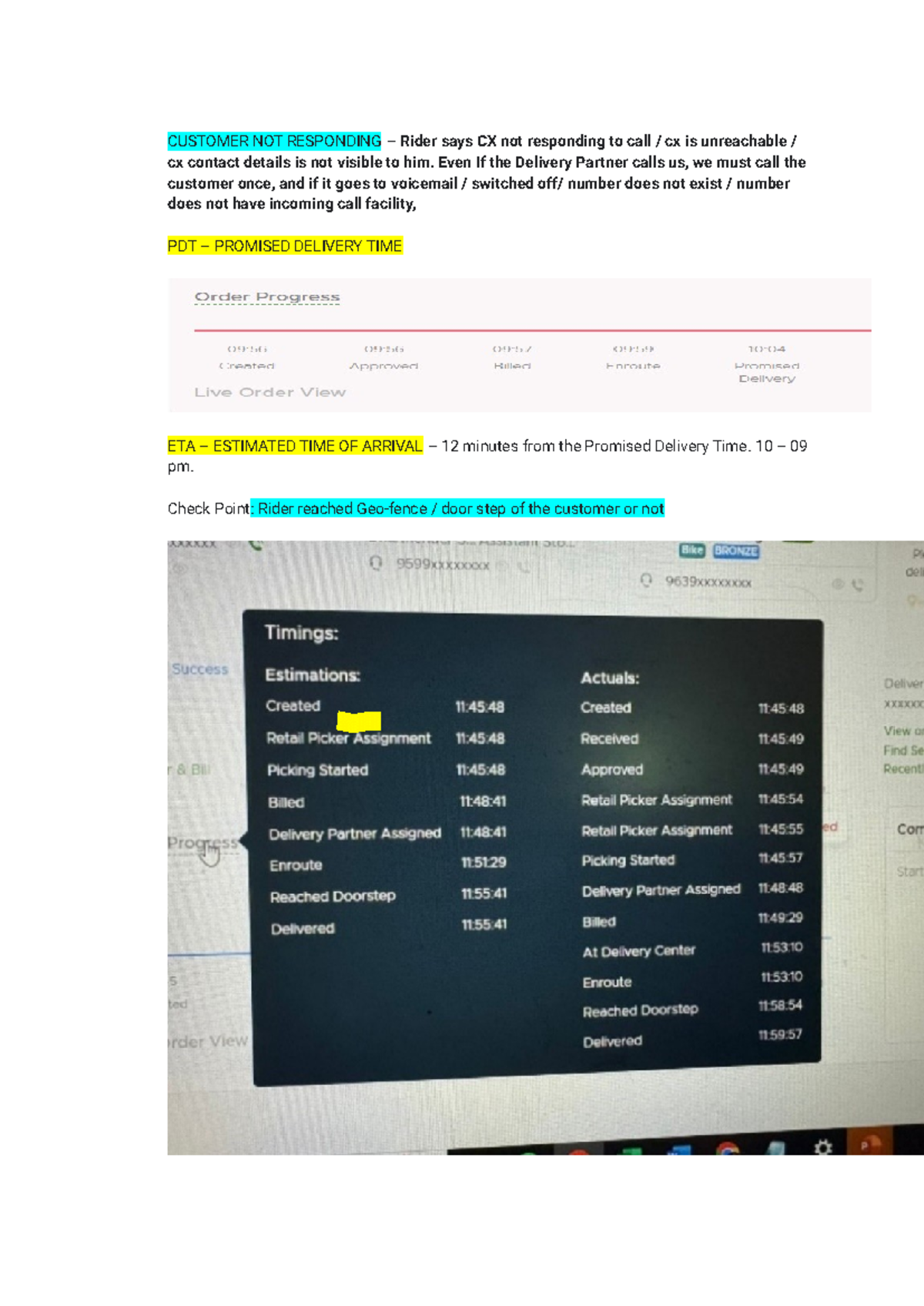 CUSTOMER NOT RESPONDING: Delivery Partner Guidelines and Checkpoints ...