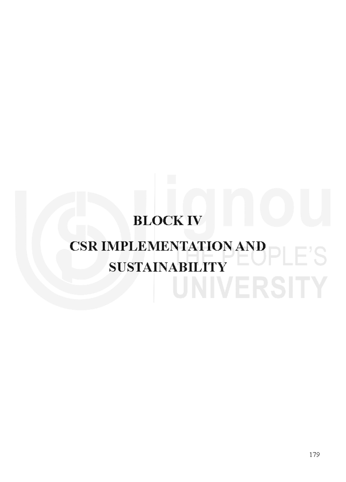 Block-4 - book chapter - BLOCK IV CSR IMPLEMENTATION AND SUSTAINABILITY ...