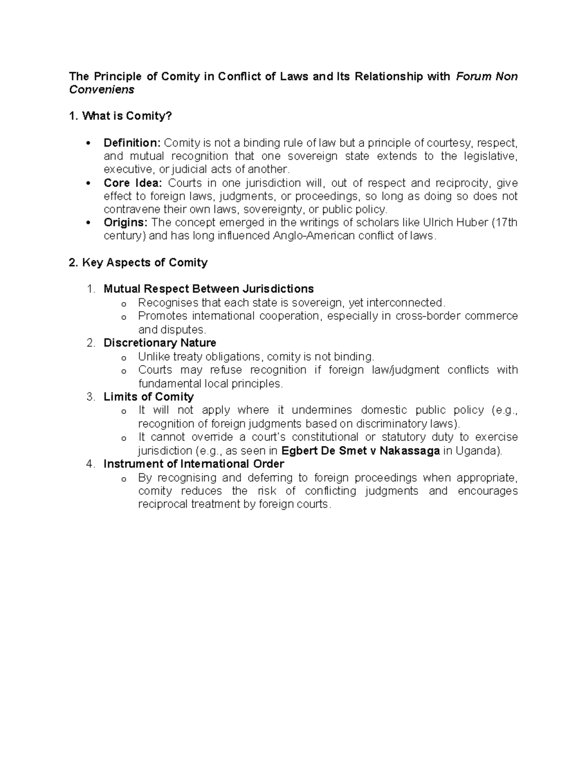 Comity in Conflict of Laws: Relationship with Forum Non Conveniens ...