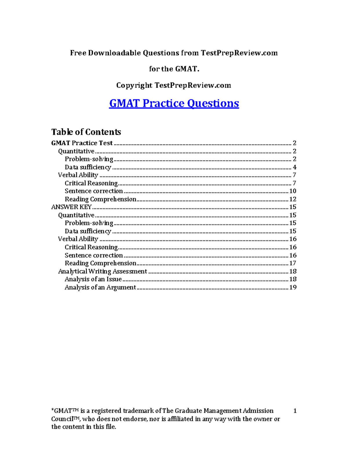 GMAT Practice Questions: Comprehensive Test Prep Review Guide - Studocu