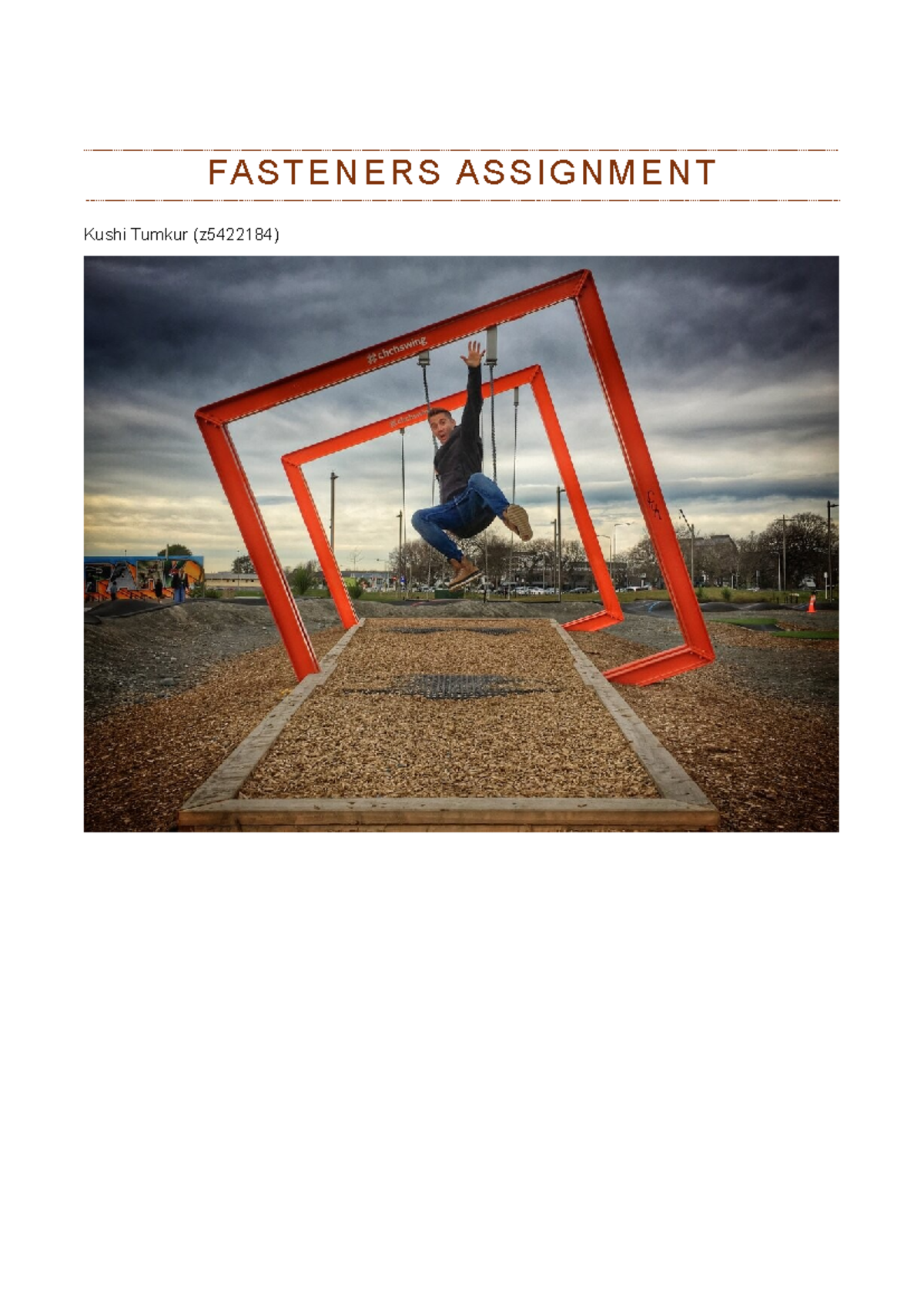 Fasteners Assignment (ENGR 2020): Design & Analysis of Swing Set - Studocu