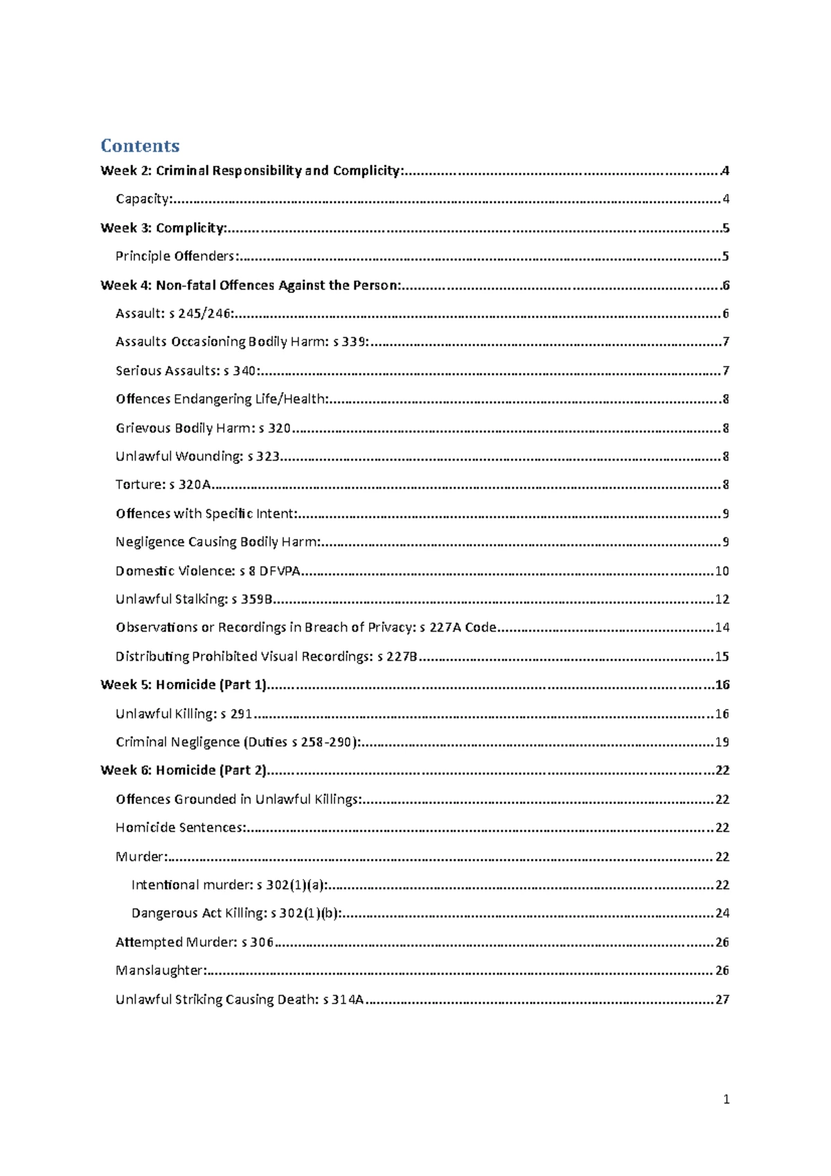 LLB106 Week 1 Lecture Notes: Intro to Criminal Law & Procedure 2024 ...