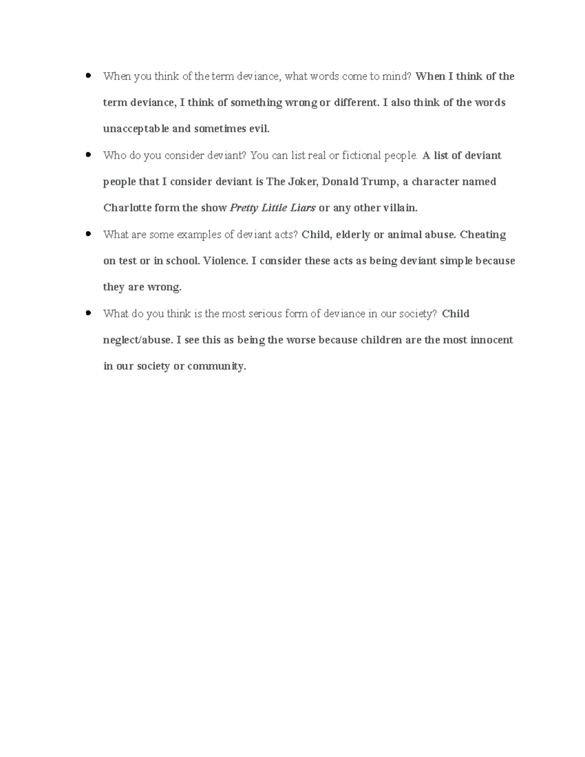 Journal 1-2: Reflections on Deviance and Its Implications - Studocu
