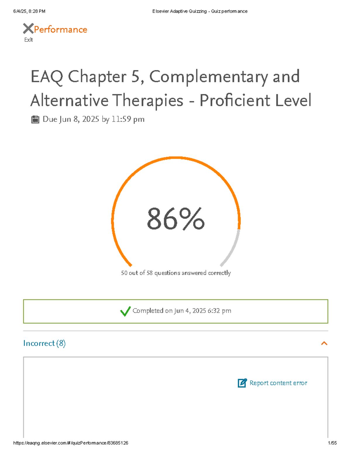 EAQ Chapter 5 Quiz: Complementary & Alternative Therapies Performance ...