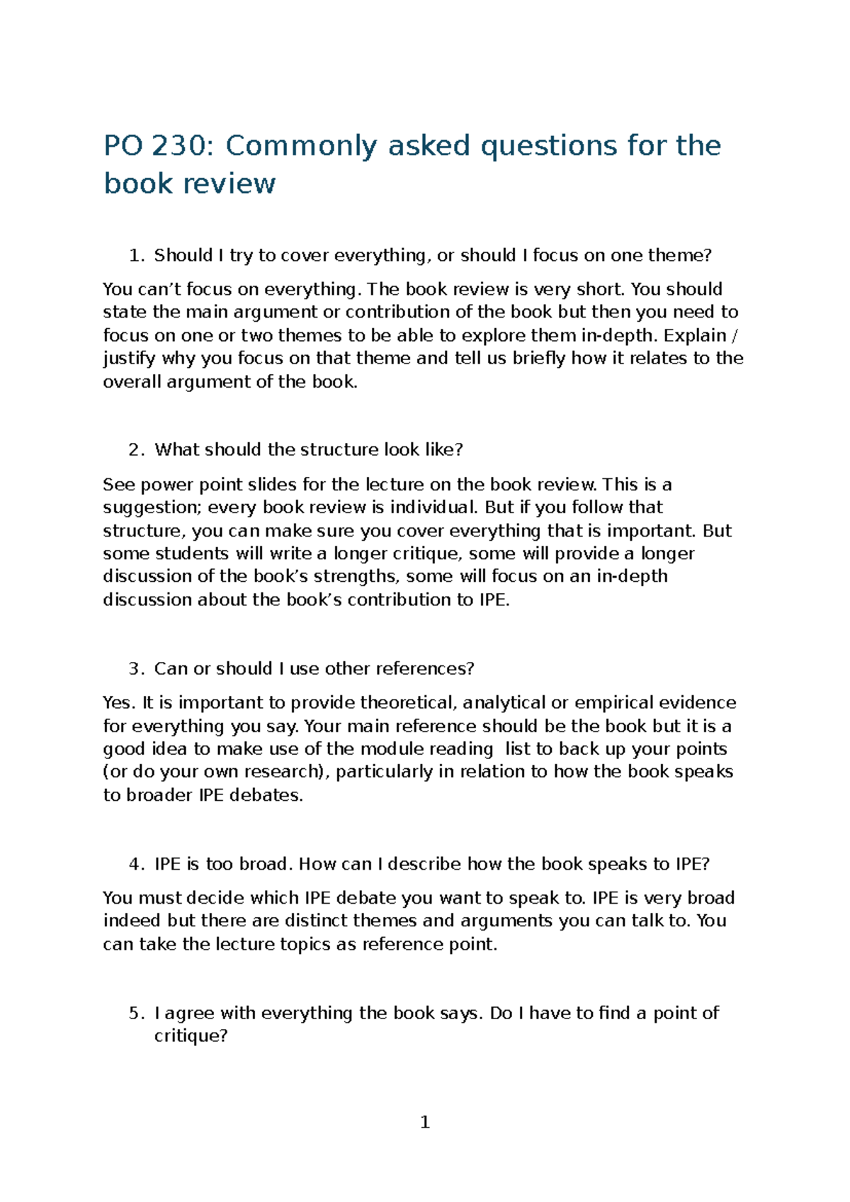 Commonly asked questions book review PO230 - PO 230: Commonly asked ...