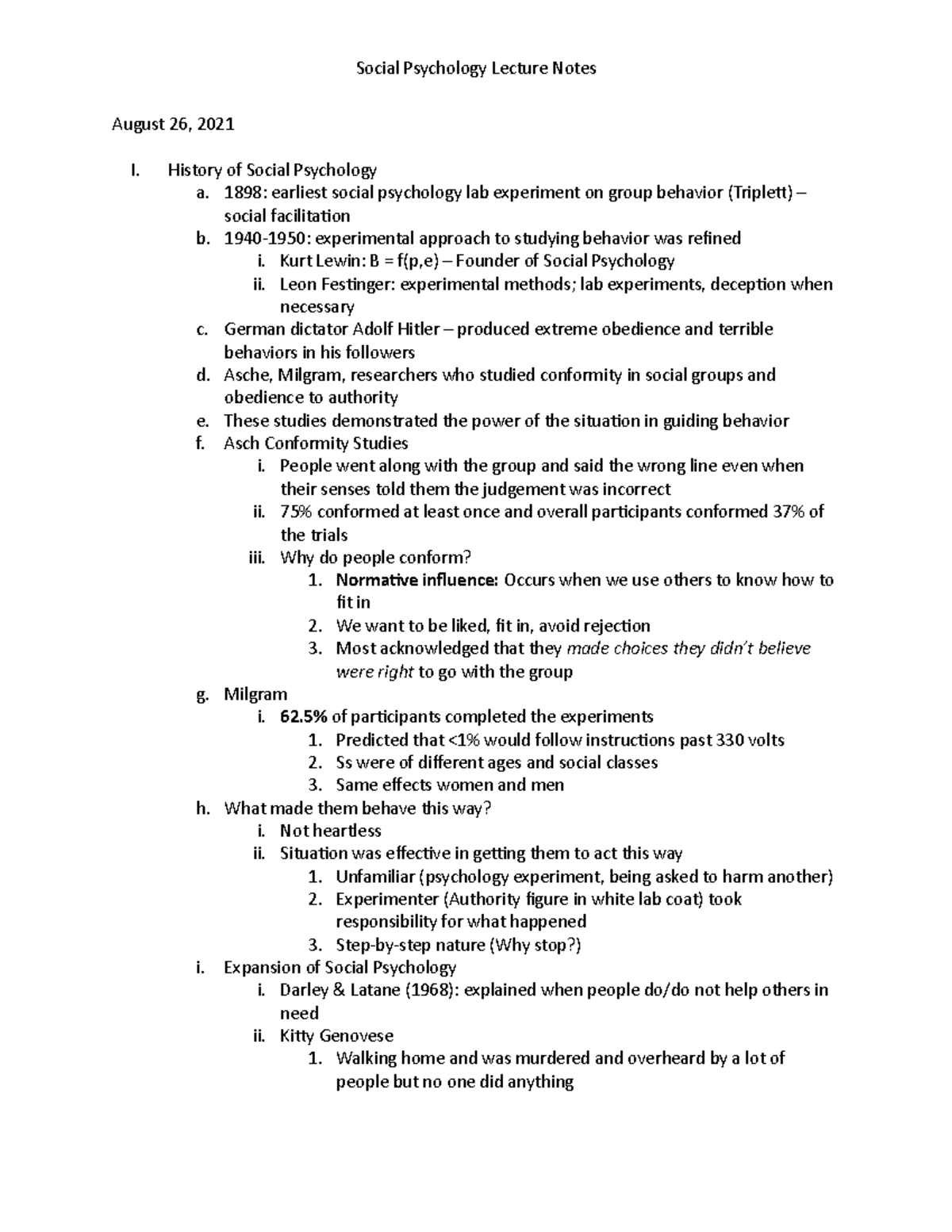 Social Psychology Notes (PSY 101): Key Concepts and Influential Studies ...