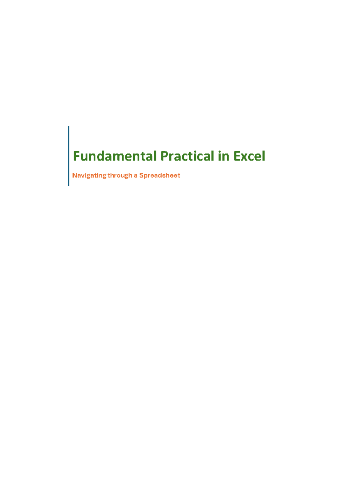 Fundamental Practicals in Excel - Fundamental Practical in Excel ...