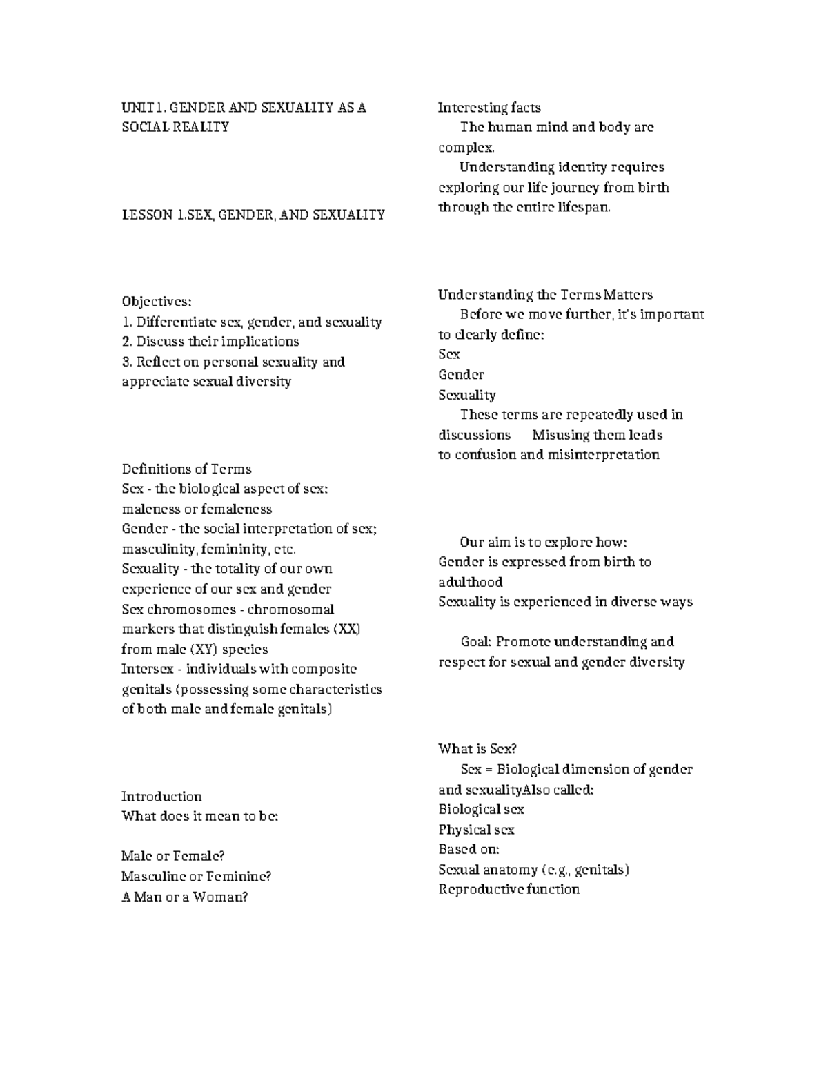 Soc-Sci-112 Unit 1: Gender and Sexuality as Social Realities - Lesson 1 ...