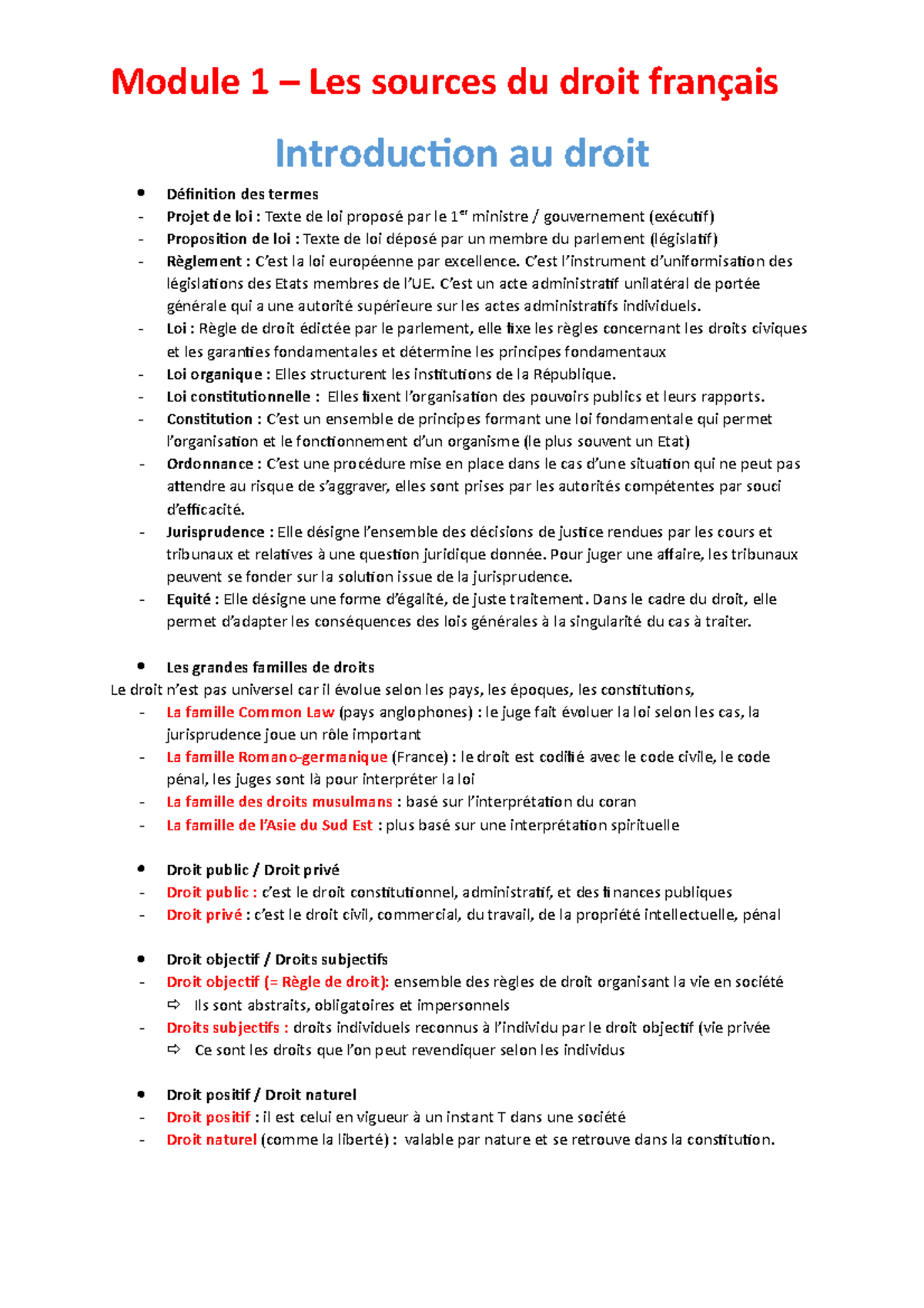 Module 1 – Les sources du droit français - Module 1 – Les sources du ...