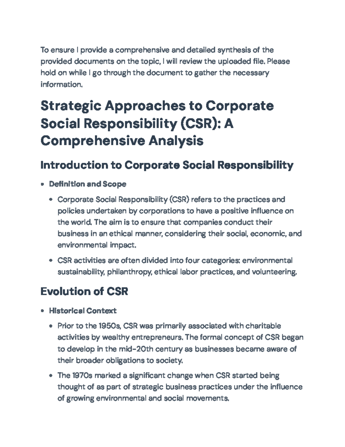 Strategic Approaches to CSR: Comprehensive Analysis and Case Studies ...