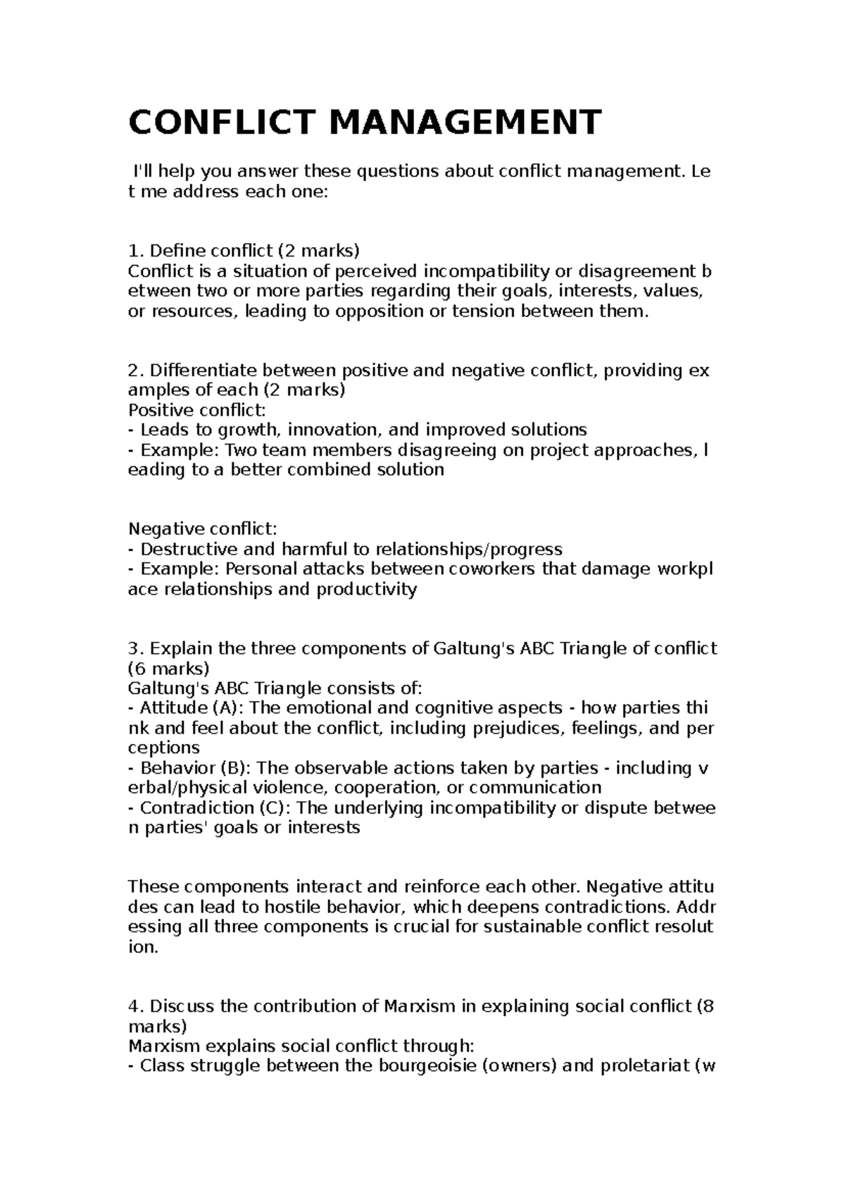 Conflict Management Overview and Key Concepts - Studocu
