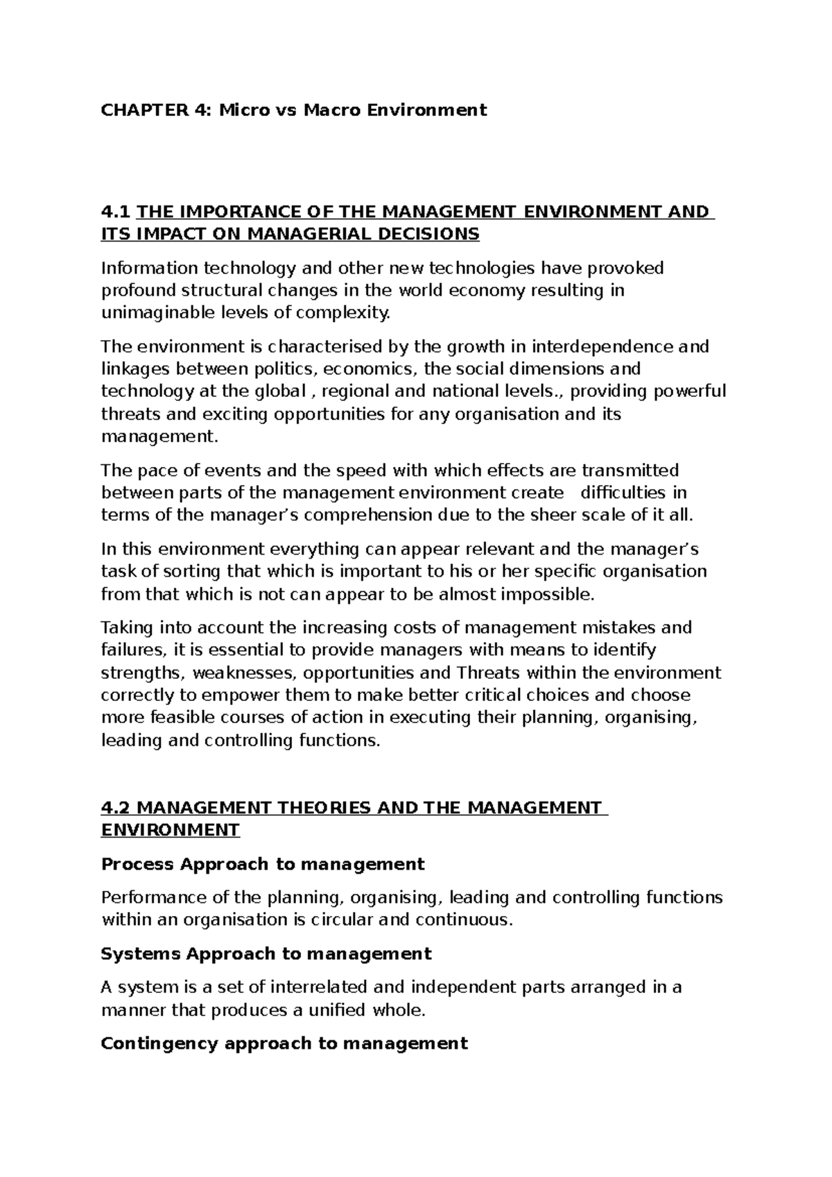 Chapter 4: Micro vs Macro Environment Analysis and Managerial Impact ...