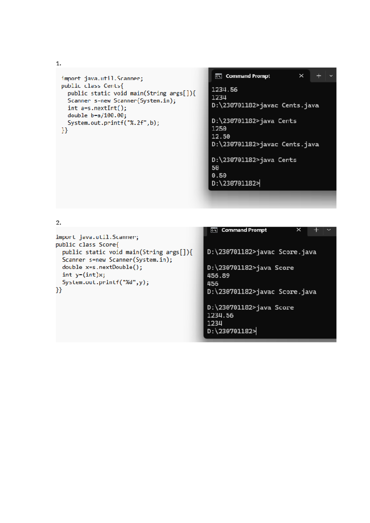 javacodingpractice - 1. import java.util C:4. Command Prompt x V public ...