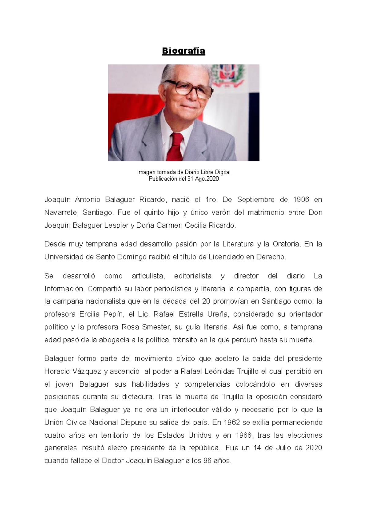 Joaquin Balaguer Biografia