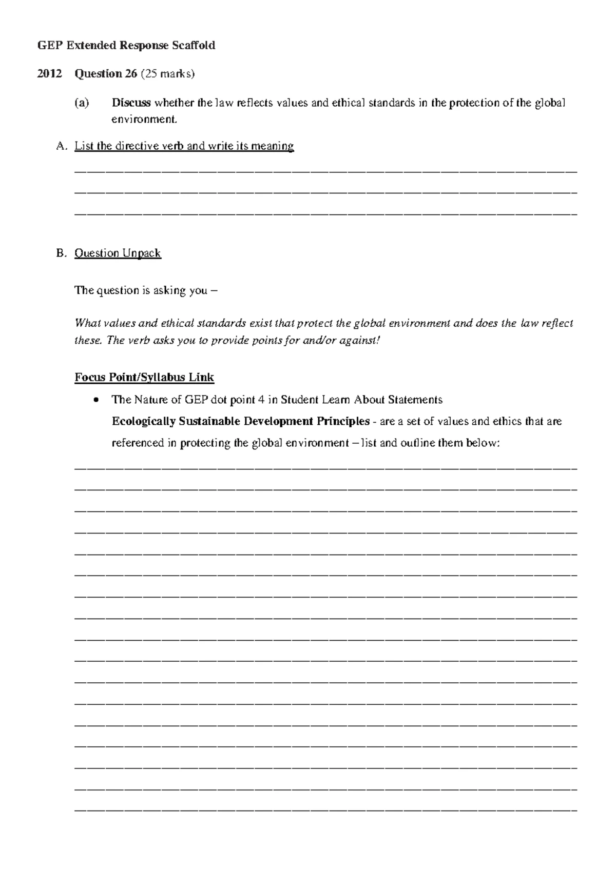 HSC Verbs Scaffolding for Short, Medium, and Long Responses - Studocu