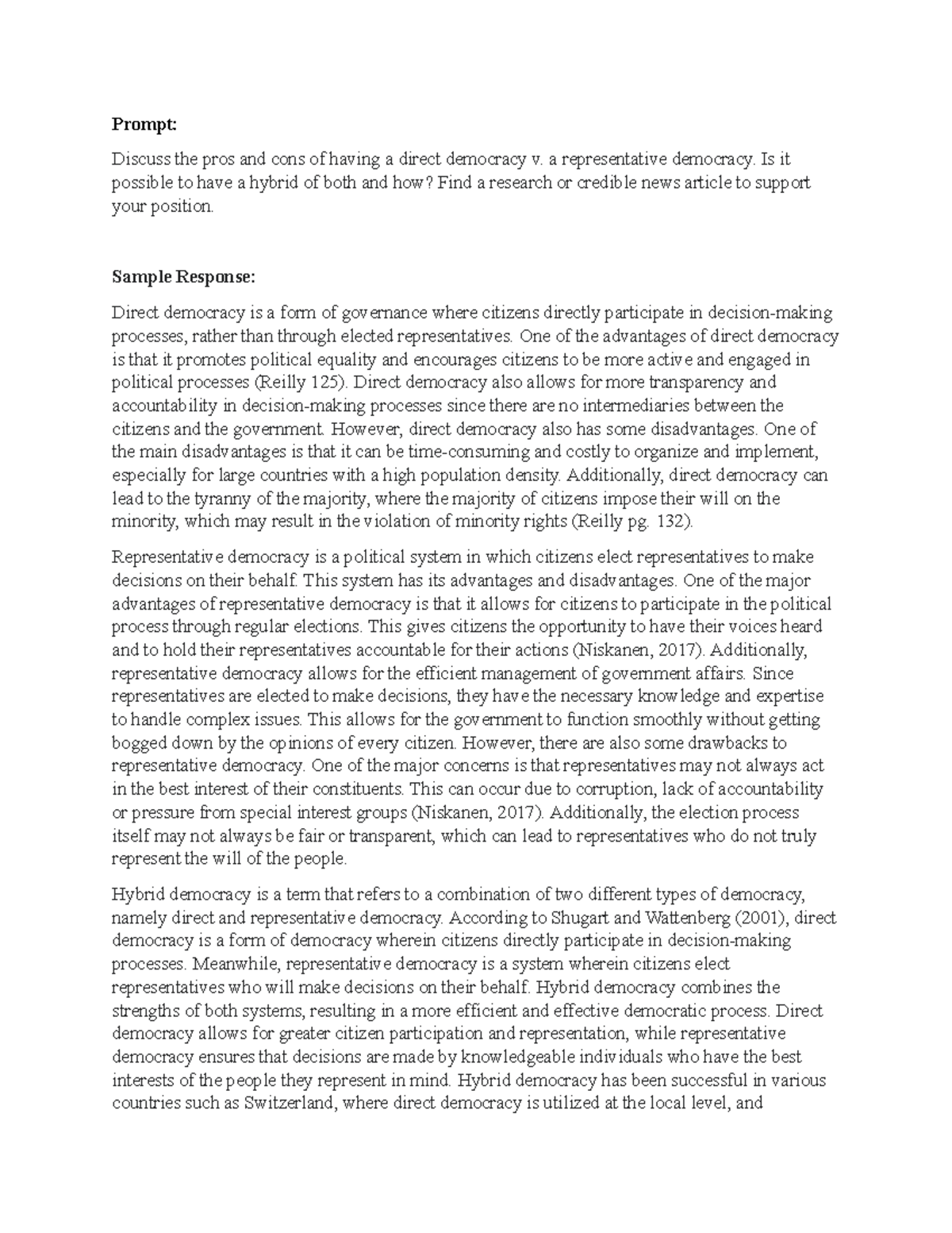 Week 5 Discussion: Direct vs. Representative Democracy - POLS101 - Studocu