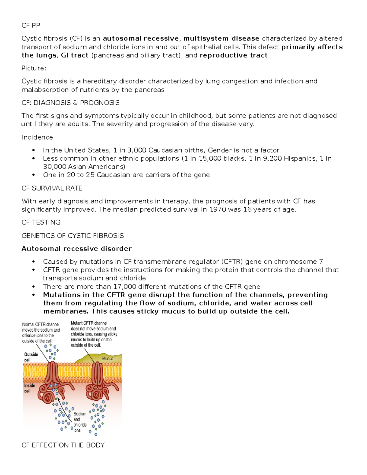 CF PP: Comprehensive Overview of Cystic Fibrosis Diagnosis & Management ...