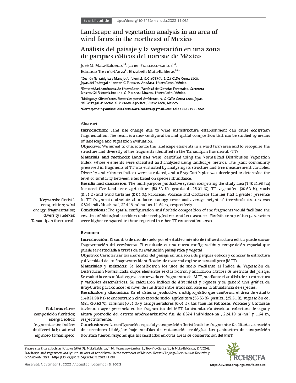 Landscape and Vegetation Analysis in Wind Farms (GEMA, S. C.) - Studocu
