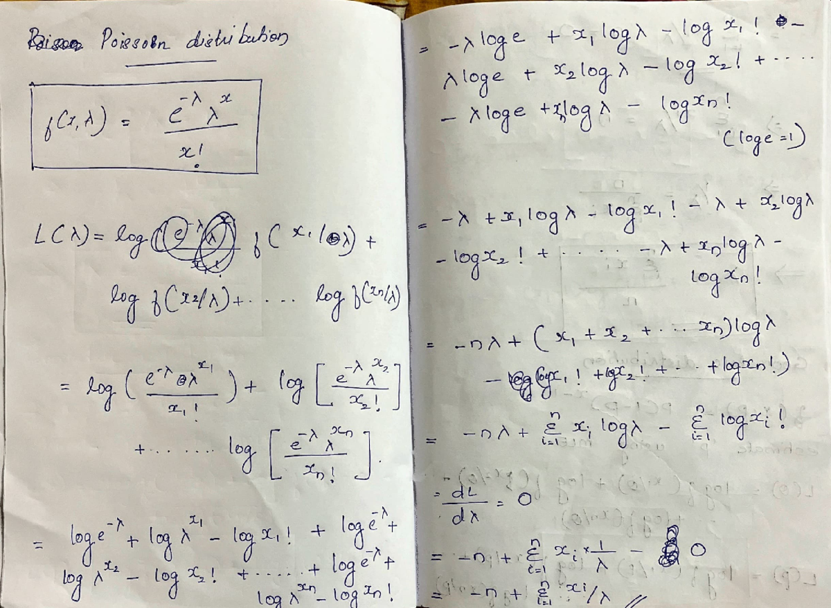 MLE and Poisson Distribution Notes for ML Course - Part 2 - Studocu