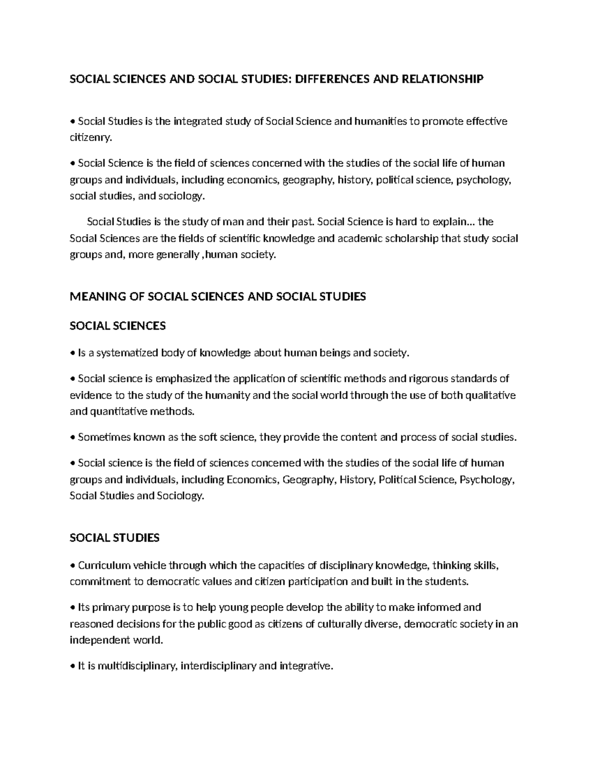 SOC 101: Understanding Social Sciences & Social Studies Relationships ...