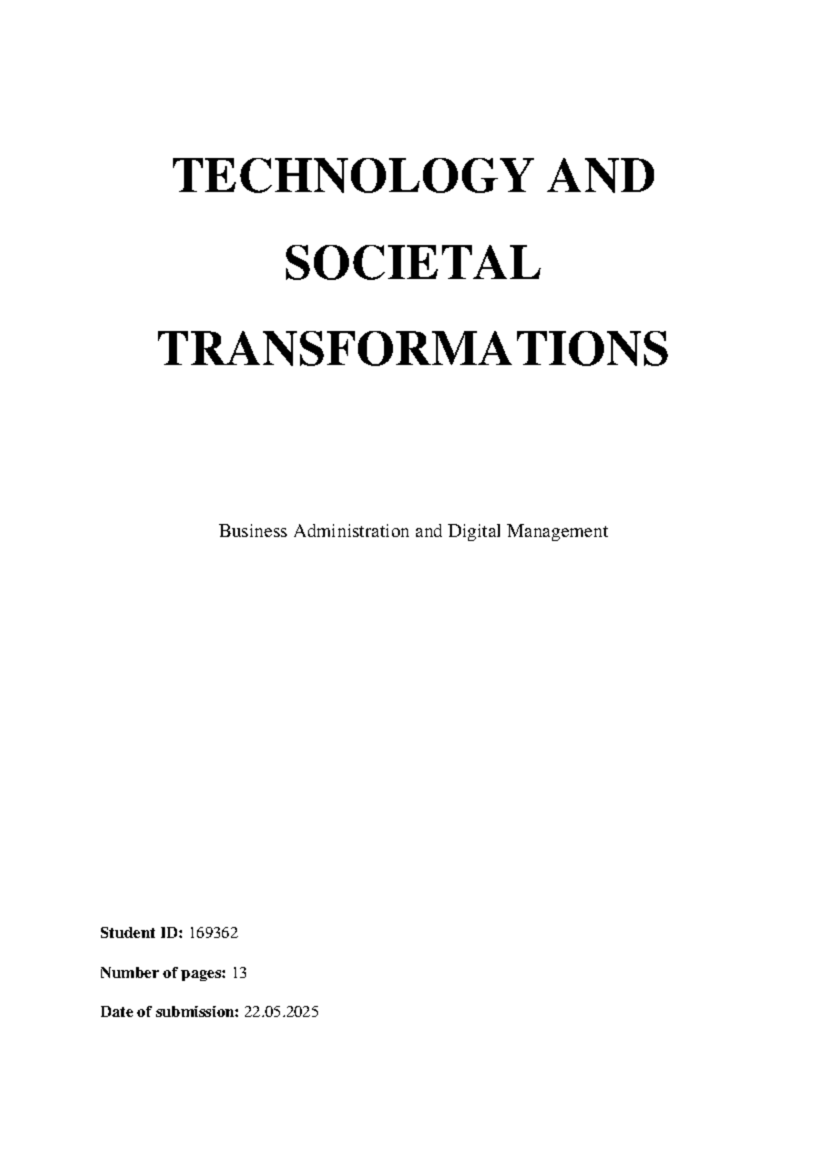TST 101: Final Exam on Technology and Societal Transformations - Studocu